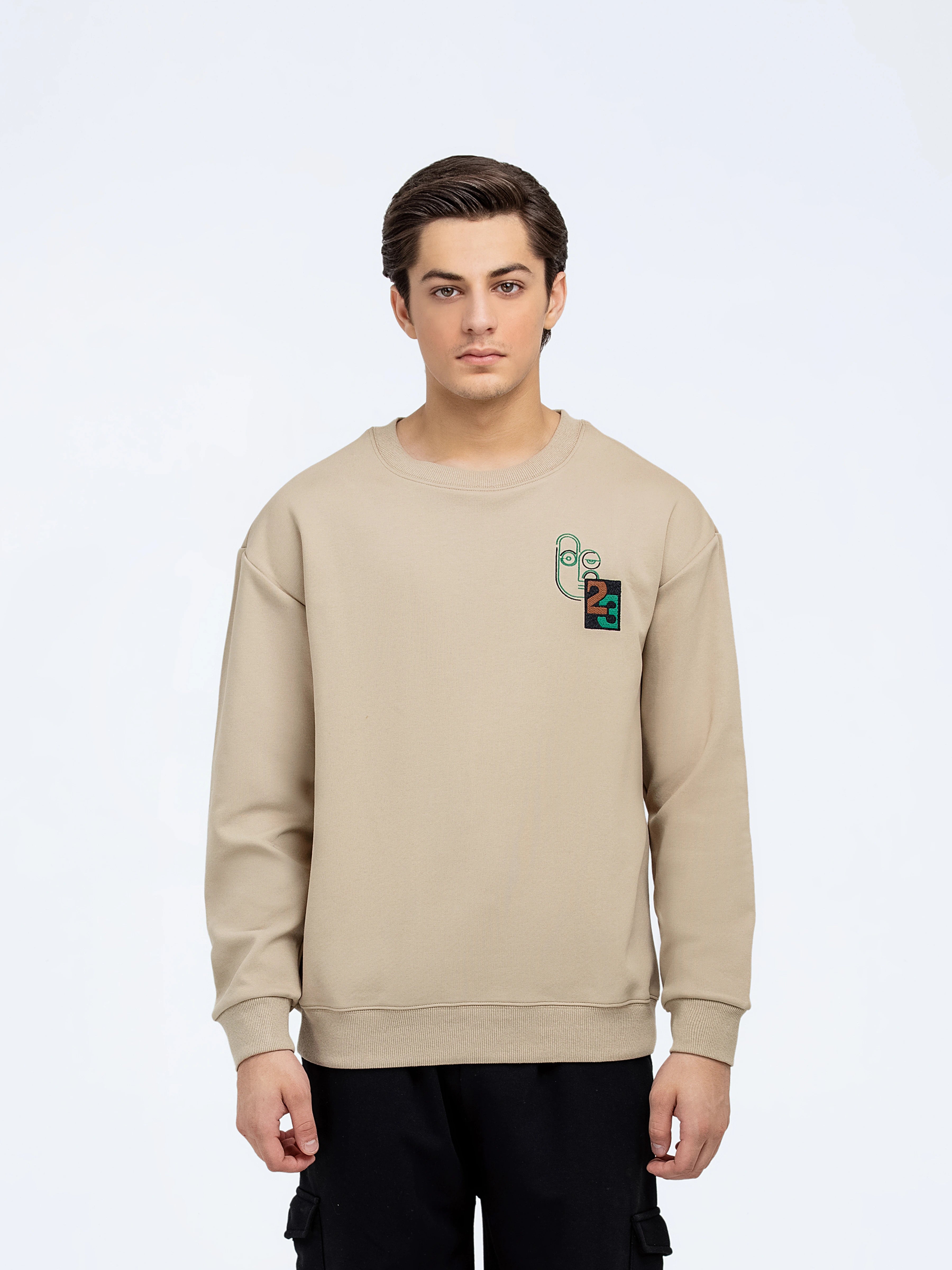 Embroidered Crew Neck Sweatshirt - FMTSS24-082