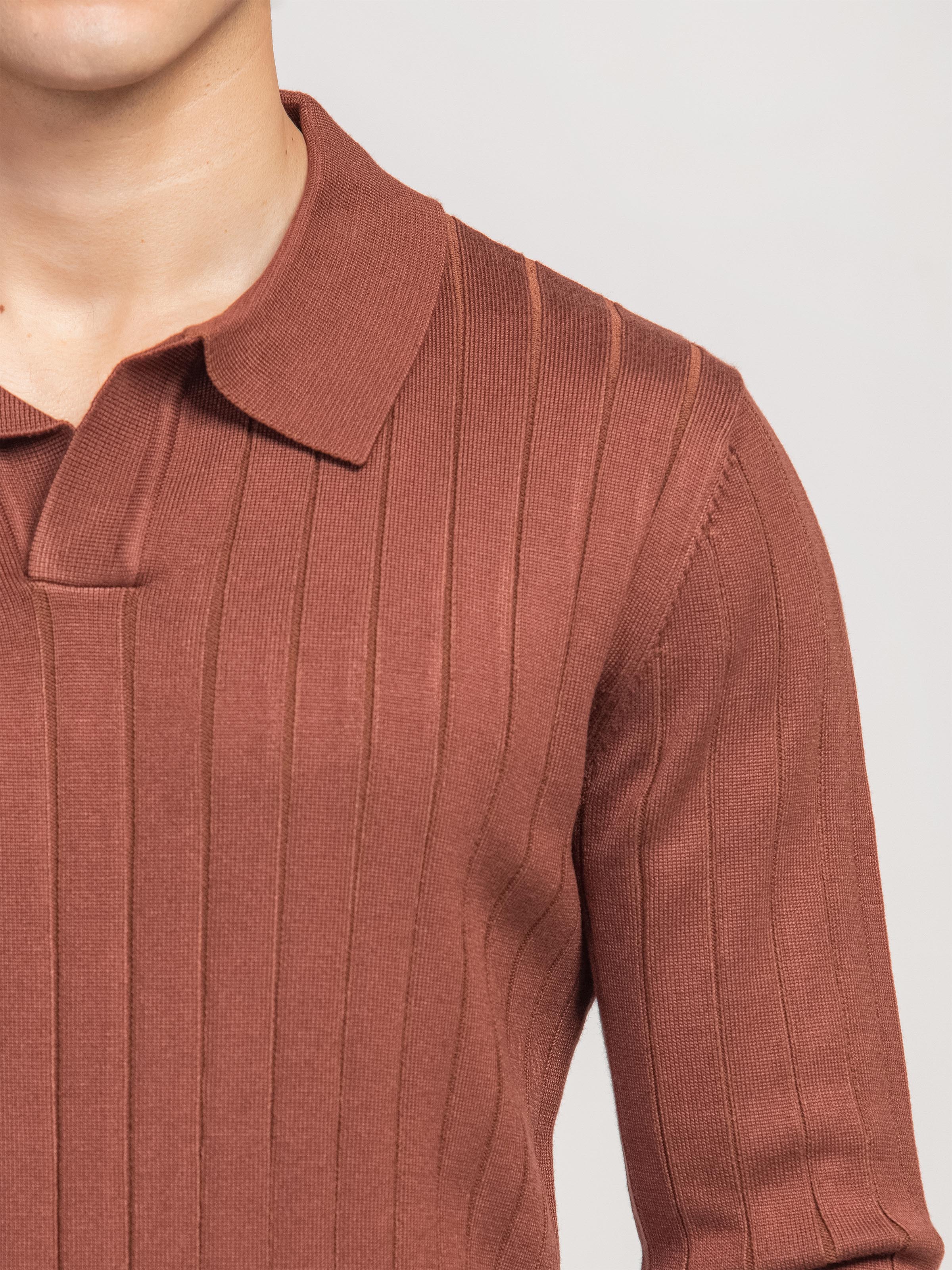 Drop Needle Johnny Collar Sweater - FMTSWT5-017