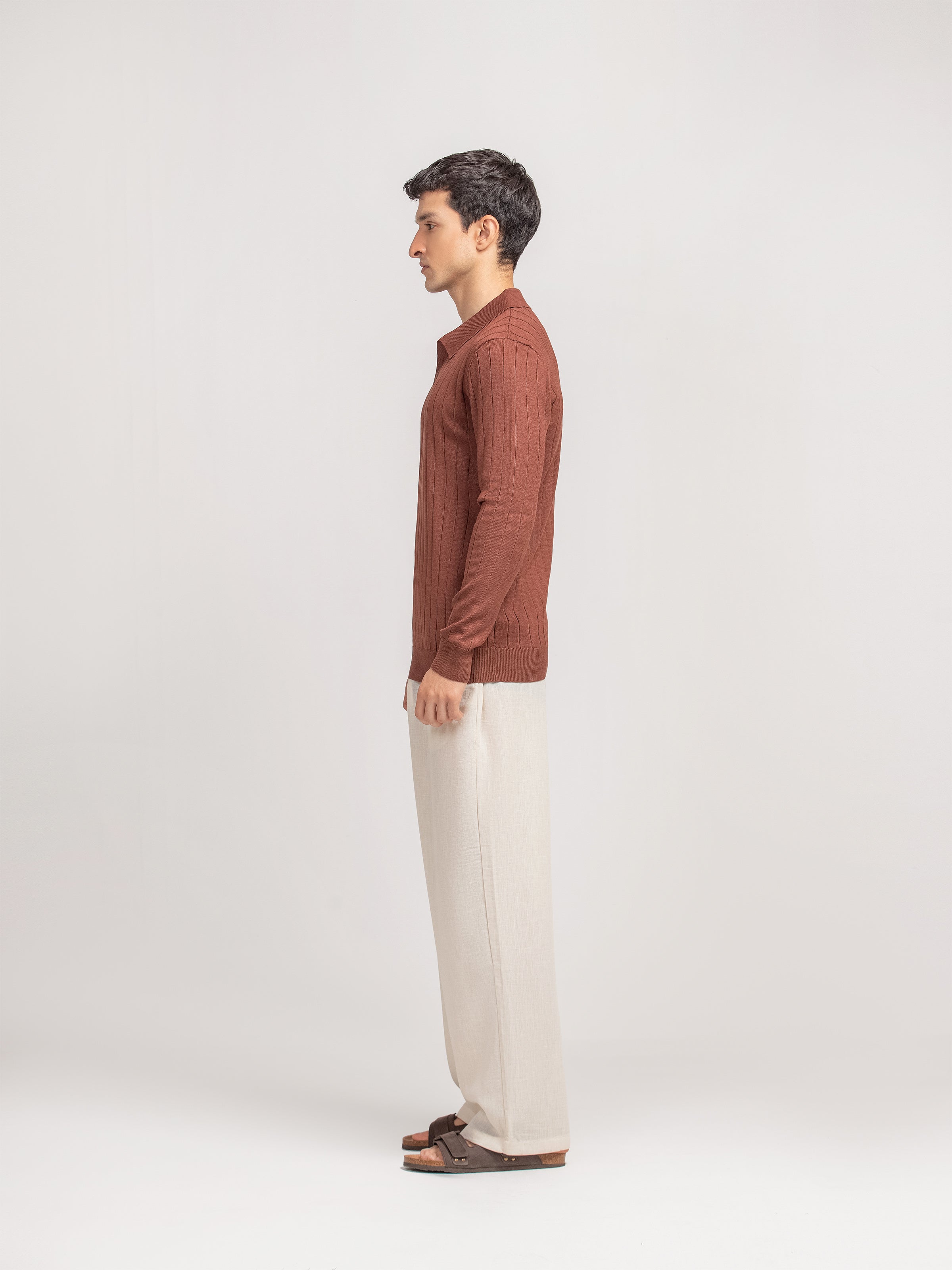 Drop Needle Johnny Collar Sweater - FMTSWT5-017