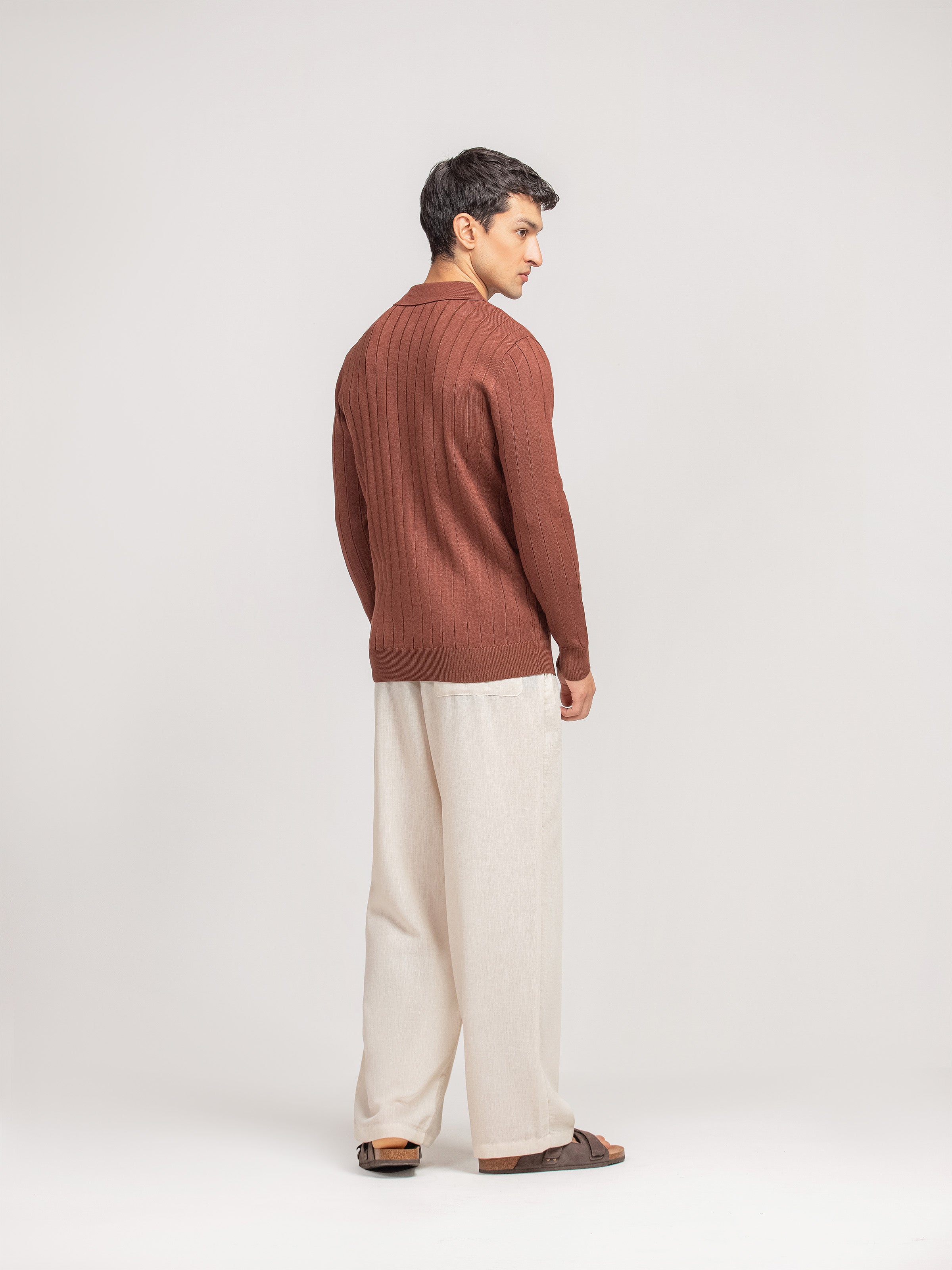Drop Needle Johnny Collar Sweater - FMTSWT5-017