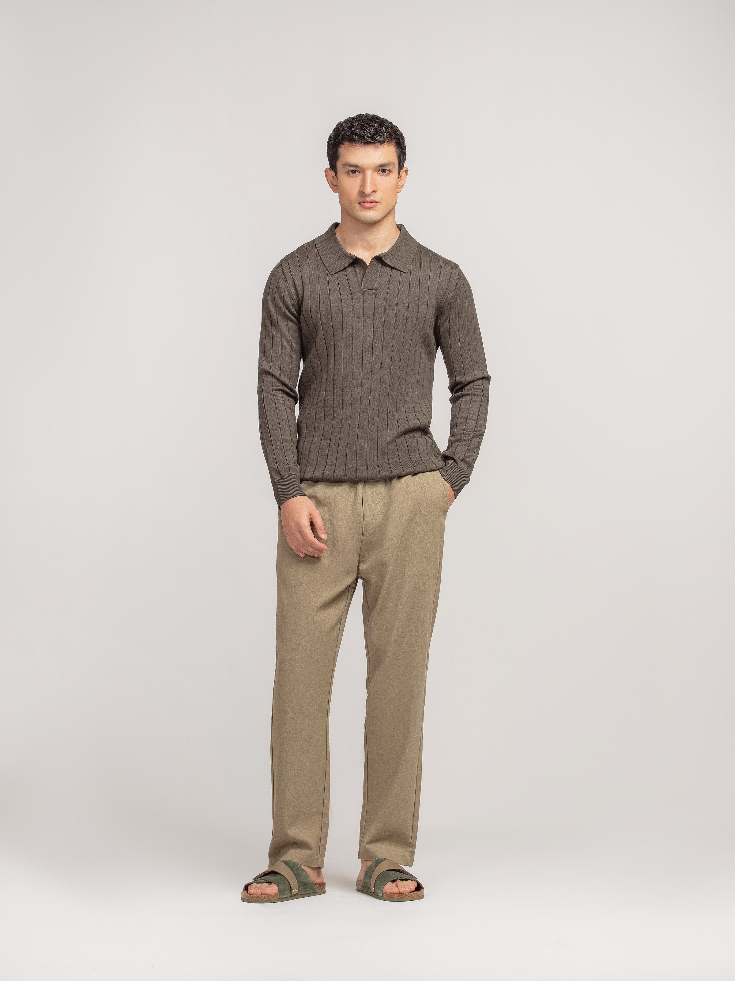 Drop Needle Johnny Collar Sweater - FMTSWT5-019