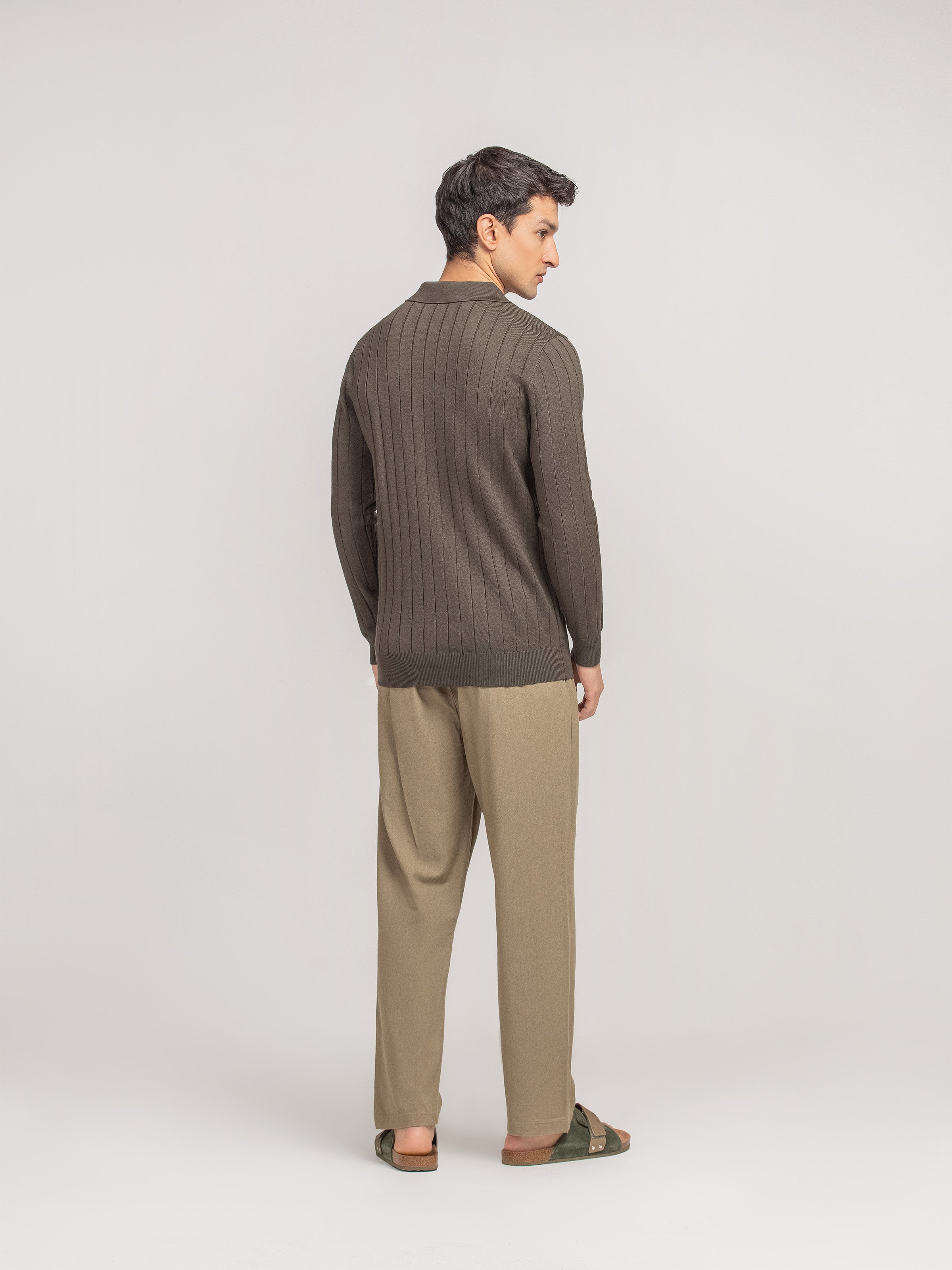 Drop Needle Johnny Collar Sweater - FMTSWT5-019