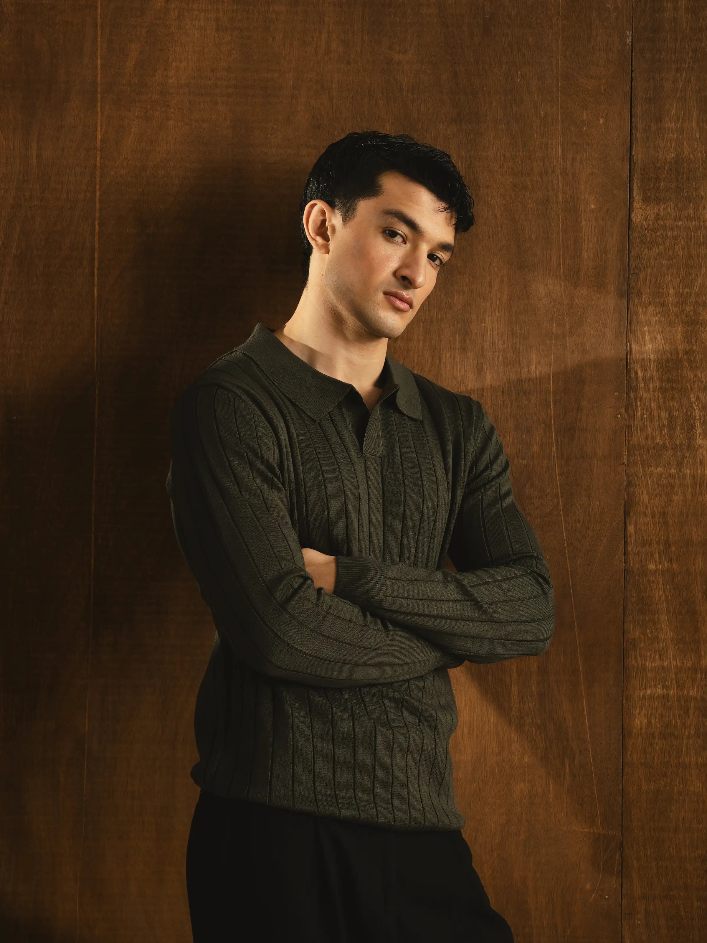 Drop Needle Johnny Collar Sweater - FMTSWT5-019