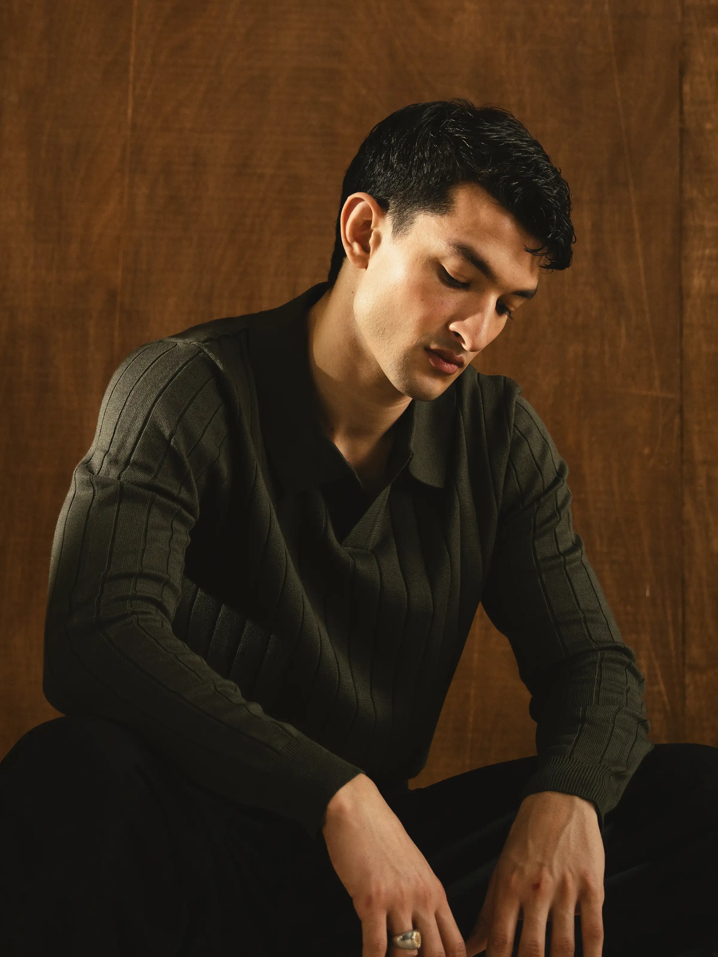 Drop Needle Johnny Collar Sweater - FMTSWT5-019