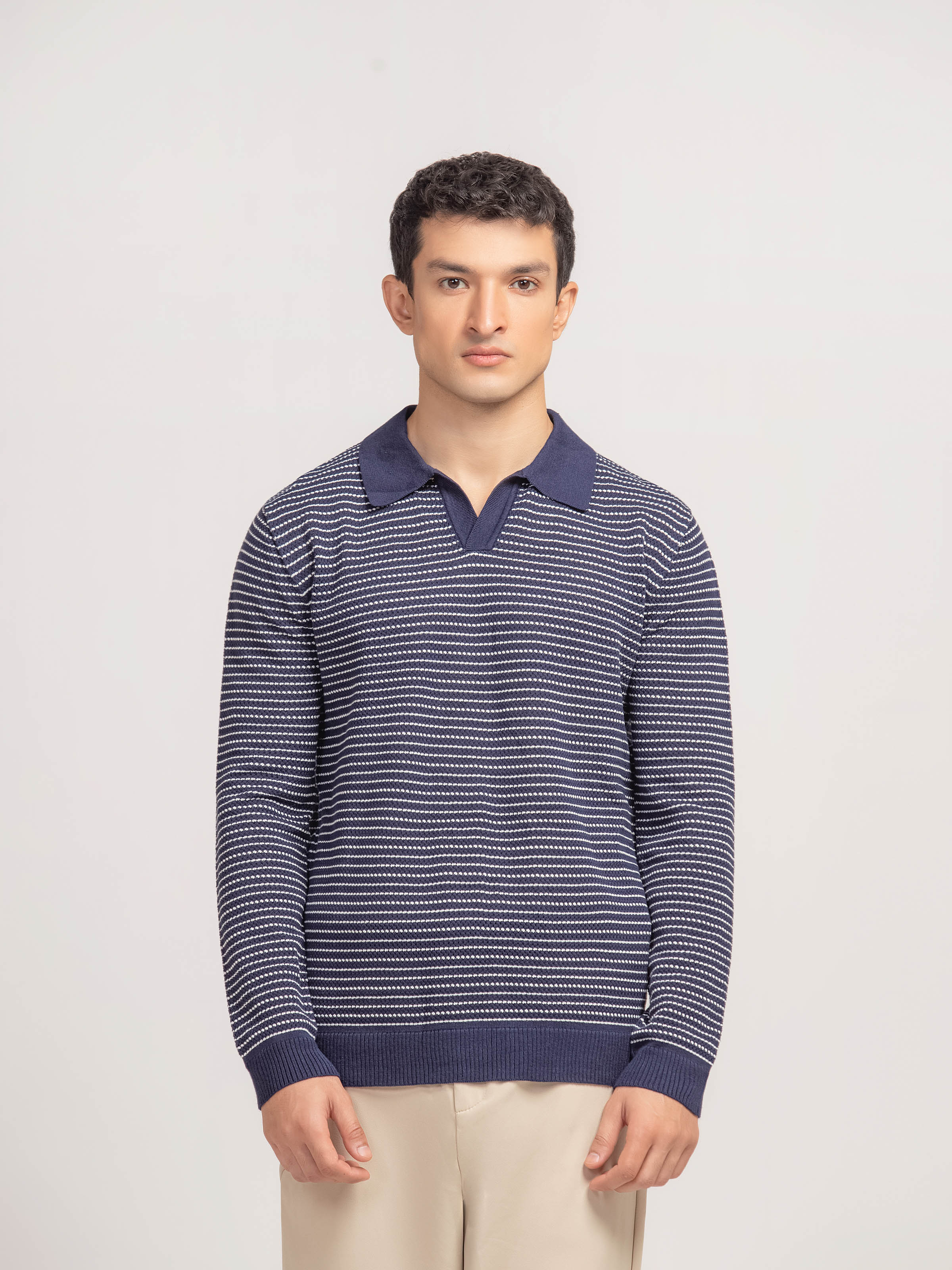 Striped Knitted Sweater Polo - FMTSWT5-020