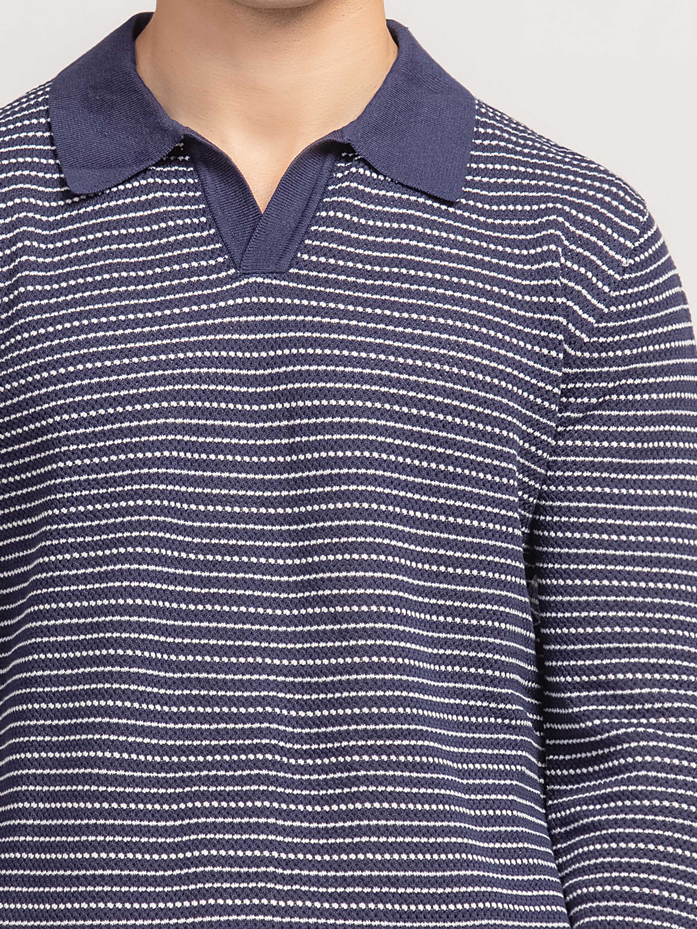Striped Knitted Sweater Polo - FMTSWT5-020