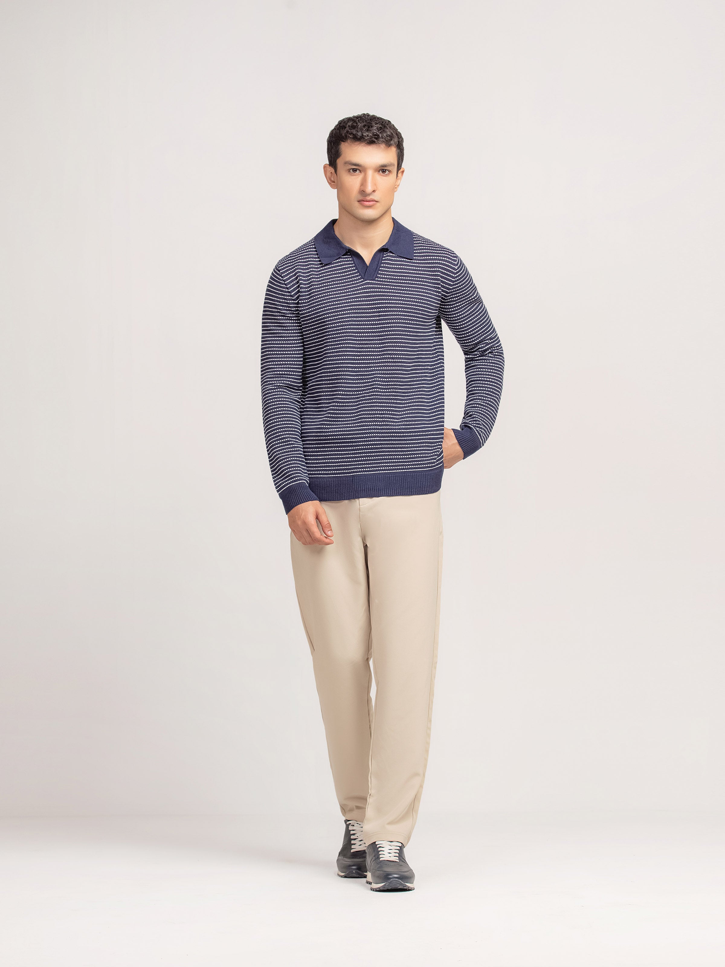 Striped Knitted Sweater Polo - FMTSWT5-020