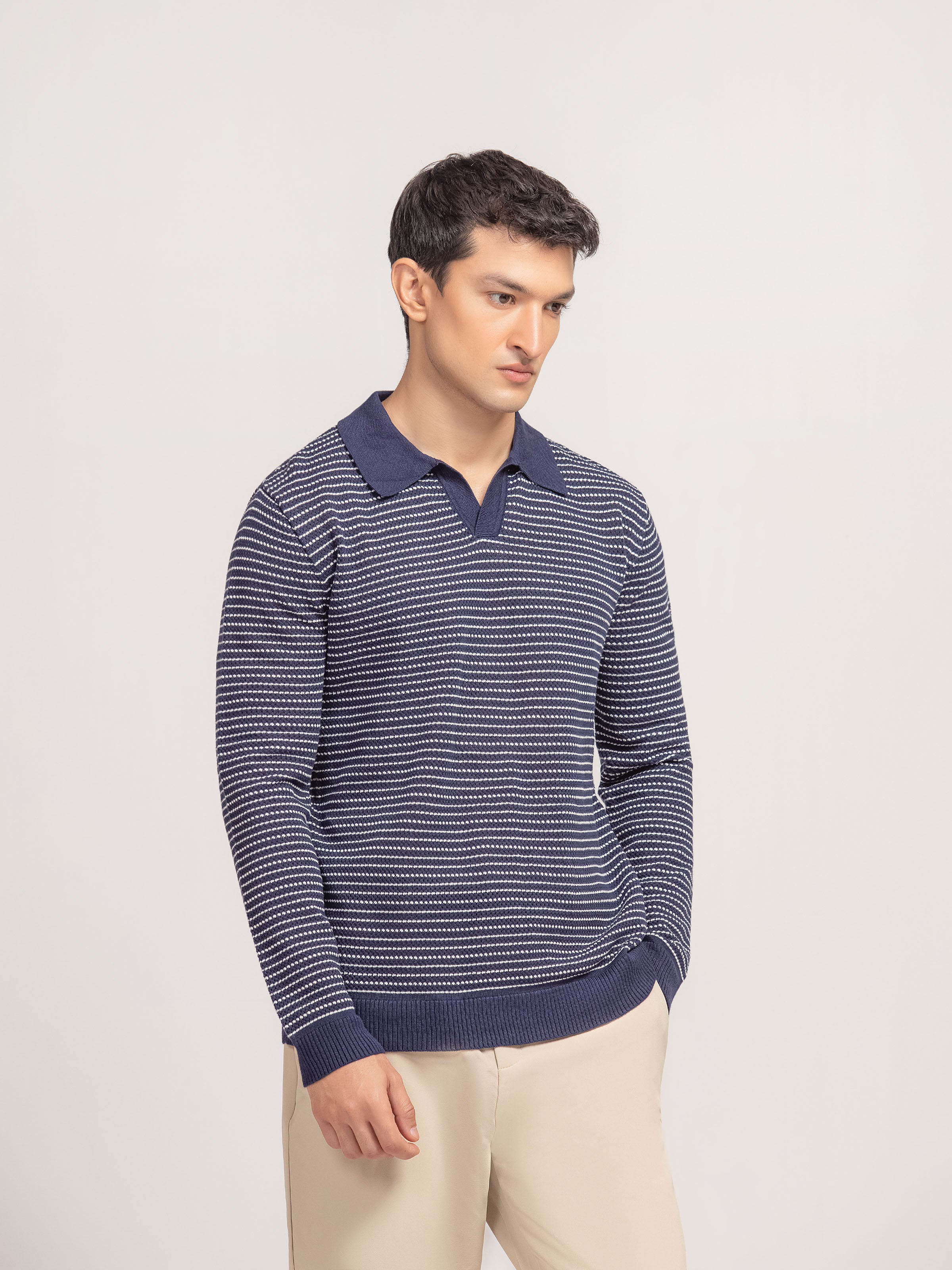 Striped Knitted Sweater Polo - FMTSWT5-020
