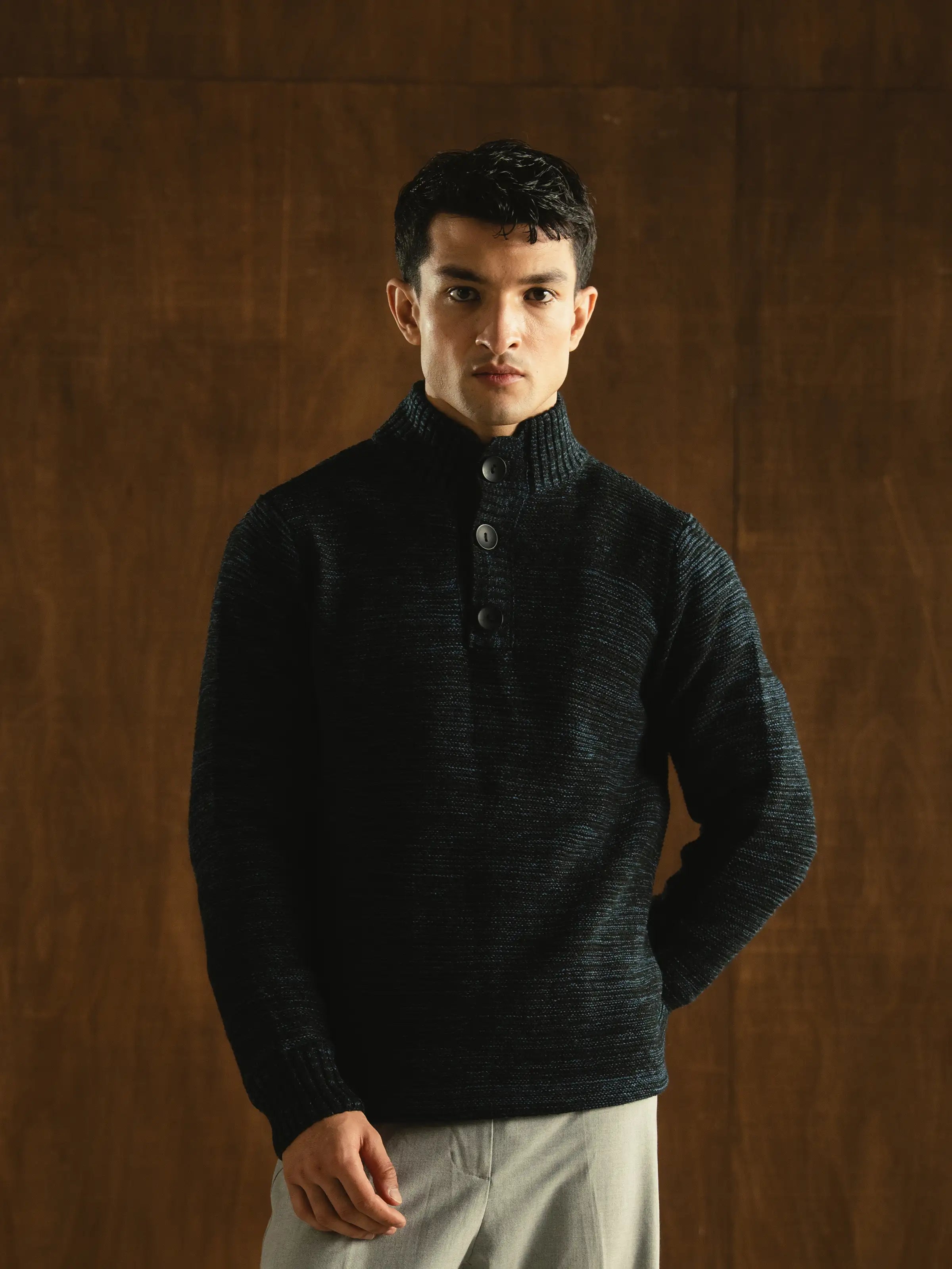 Mock Neck Knitted Sweater - FMTSWT5-021