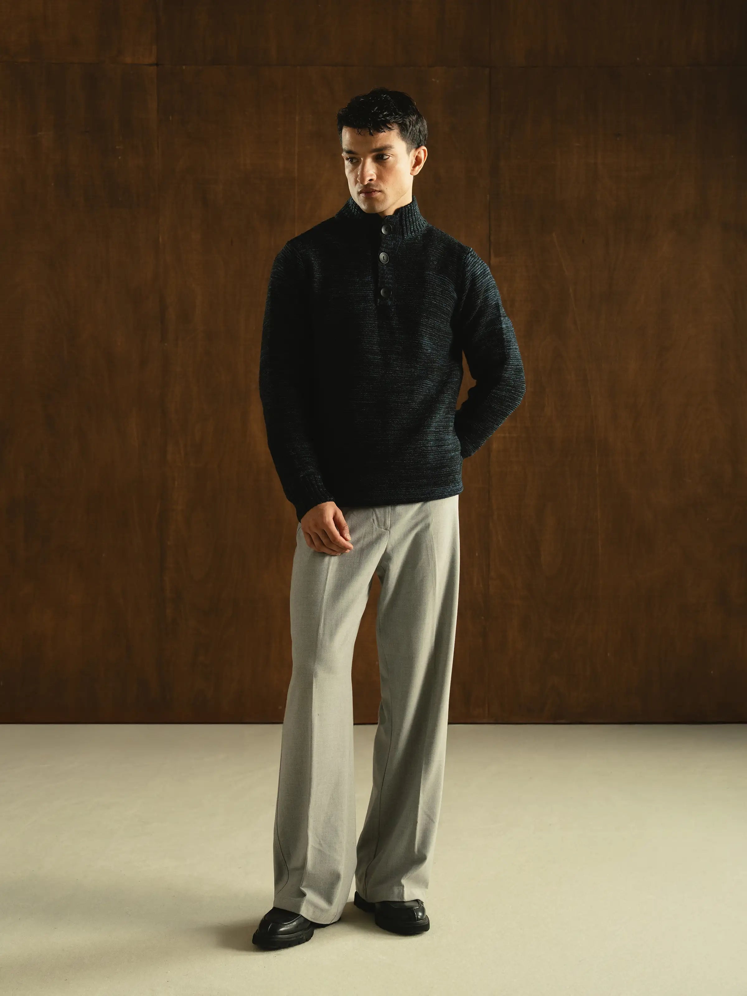 Mock Neck Knitted Sweater - FMTSWT5-021