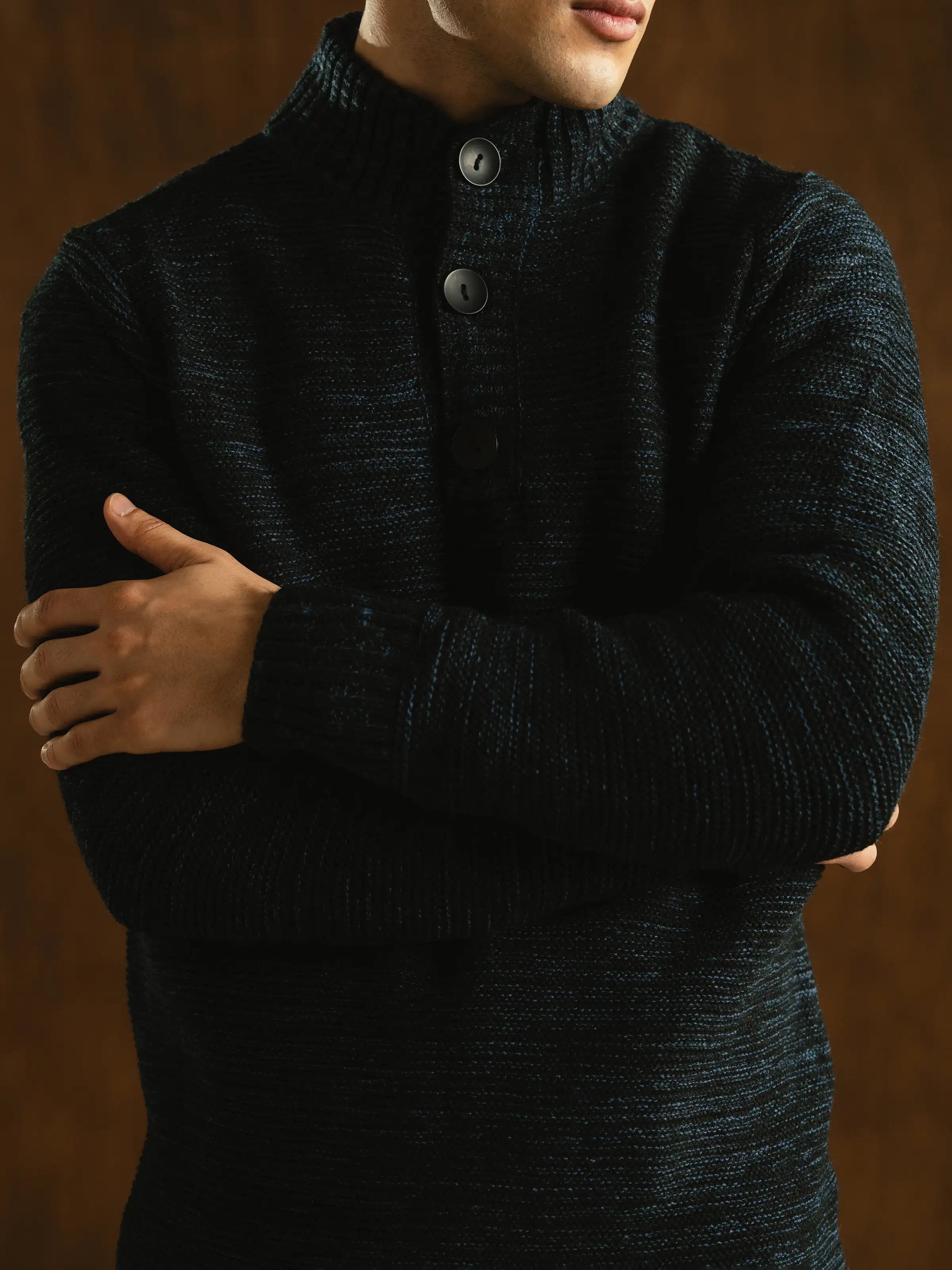 Mock Neck Knitted Sweater - FMTSWT5-021