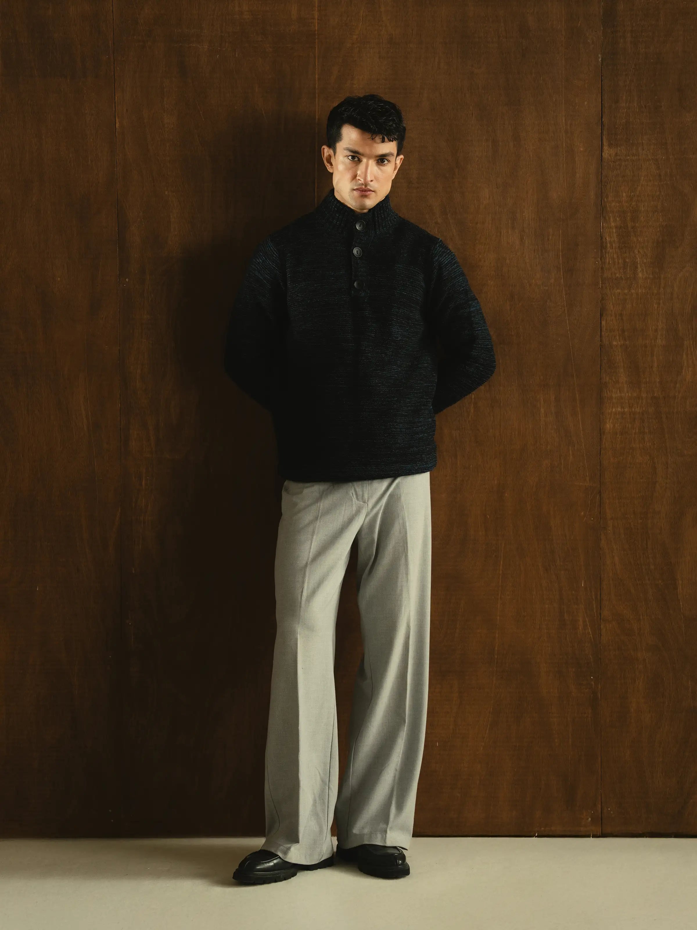 Mock Neck Knitted Sweater - FMTSWT5-021