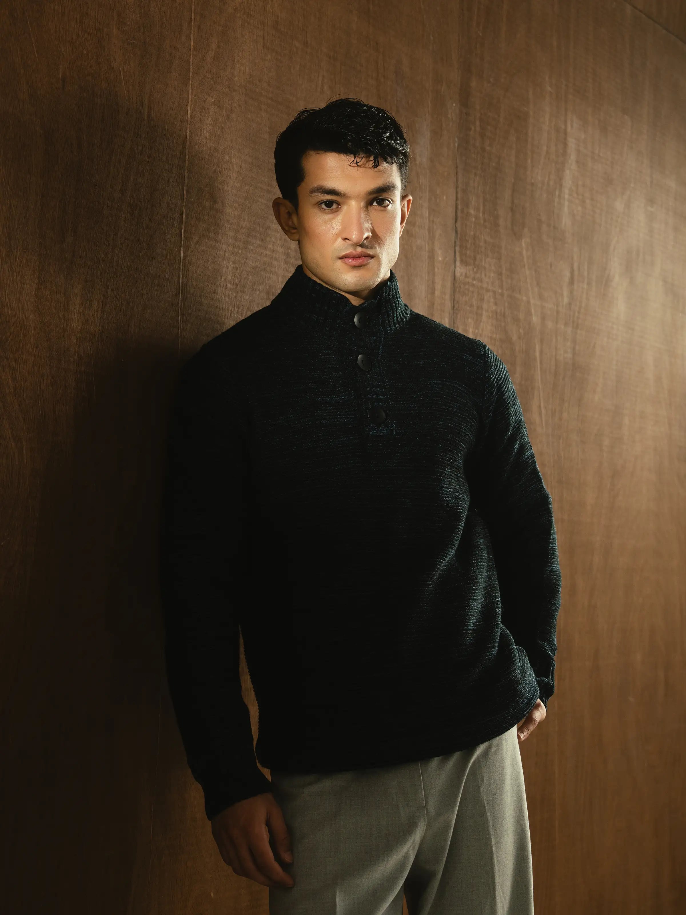 Mock Neck Knitted Sweater - FMTSWT5-021