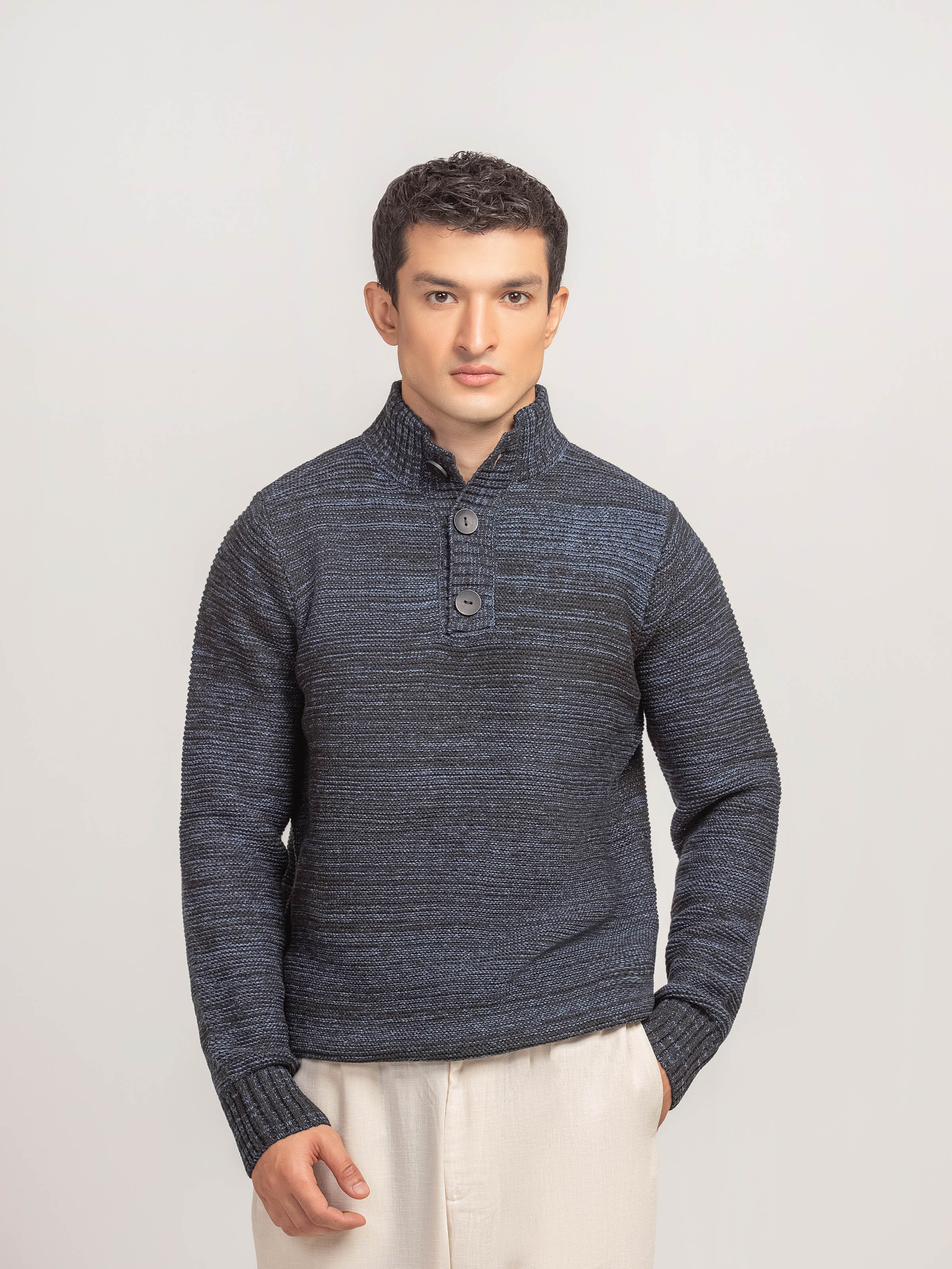 Mock Neck Knitted Sweater - FMTSWT5-021