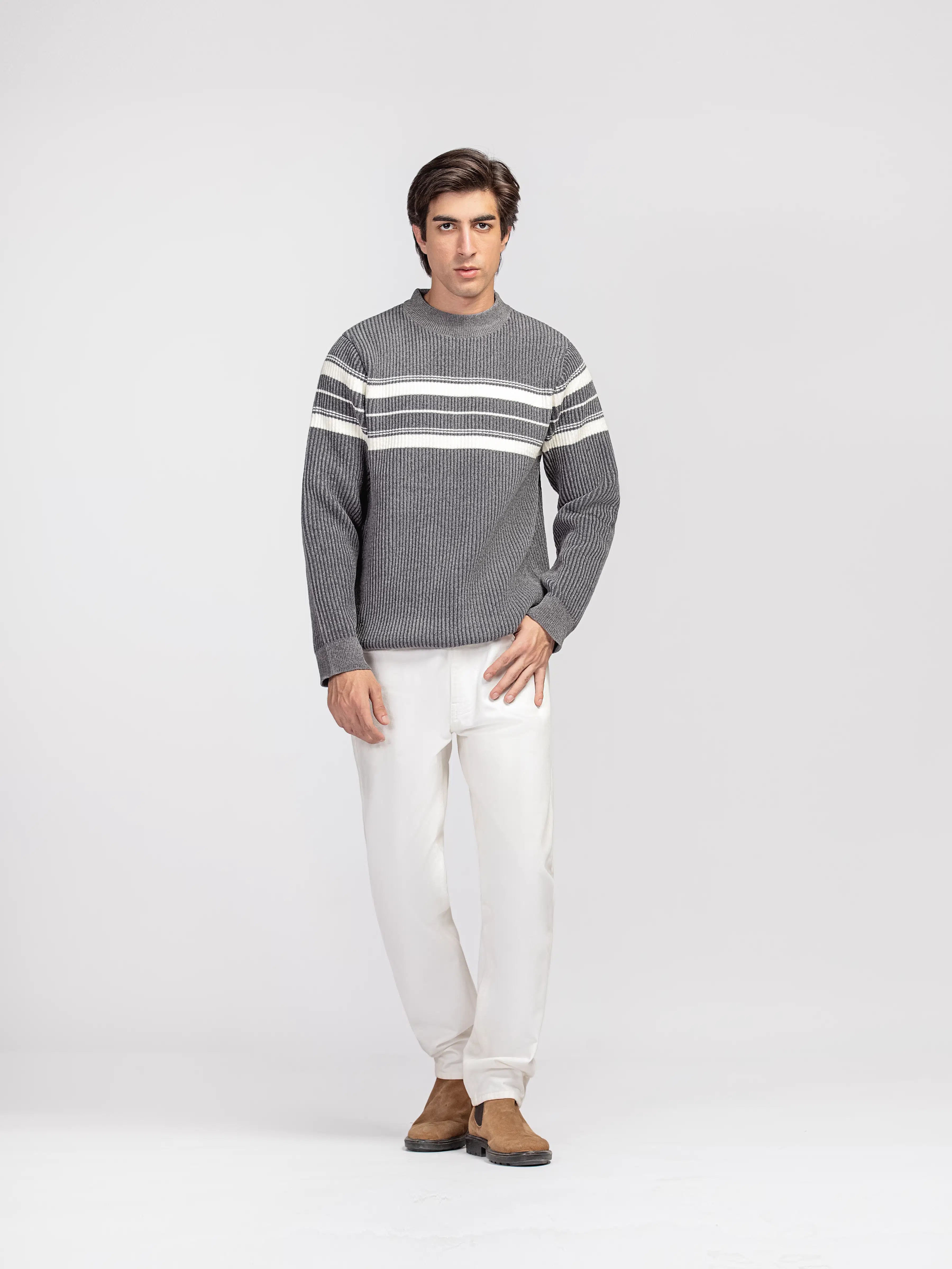 Striped Knitted Sweater - FMTSWT5-033