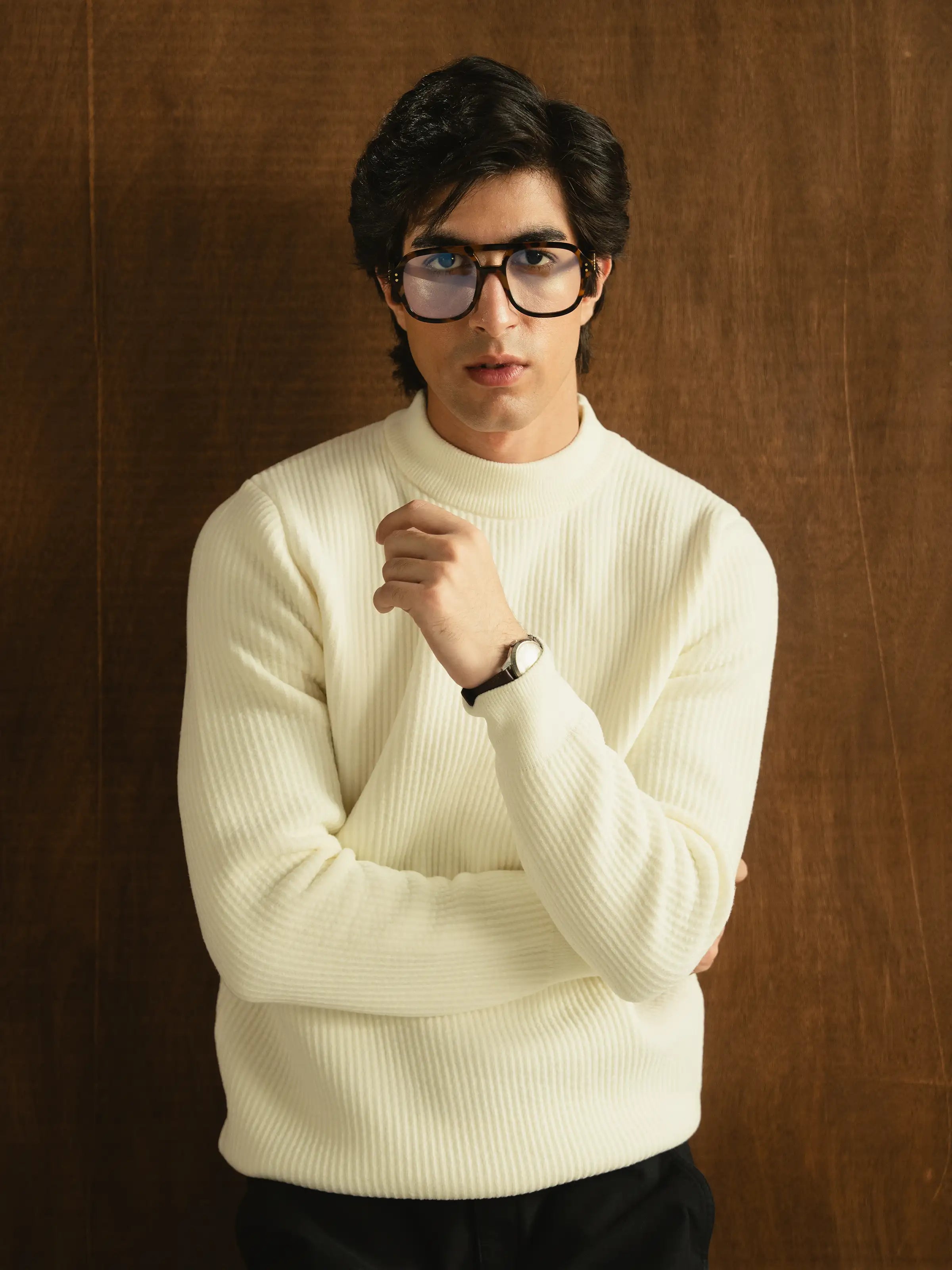 Mock Neck Tencel Sweater - FMTSWT5-035