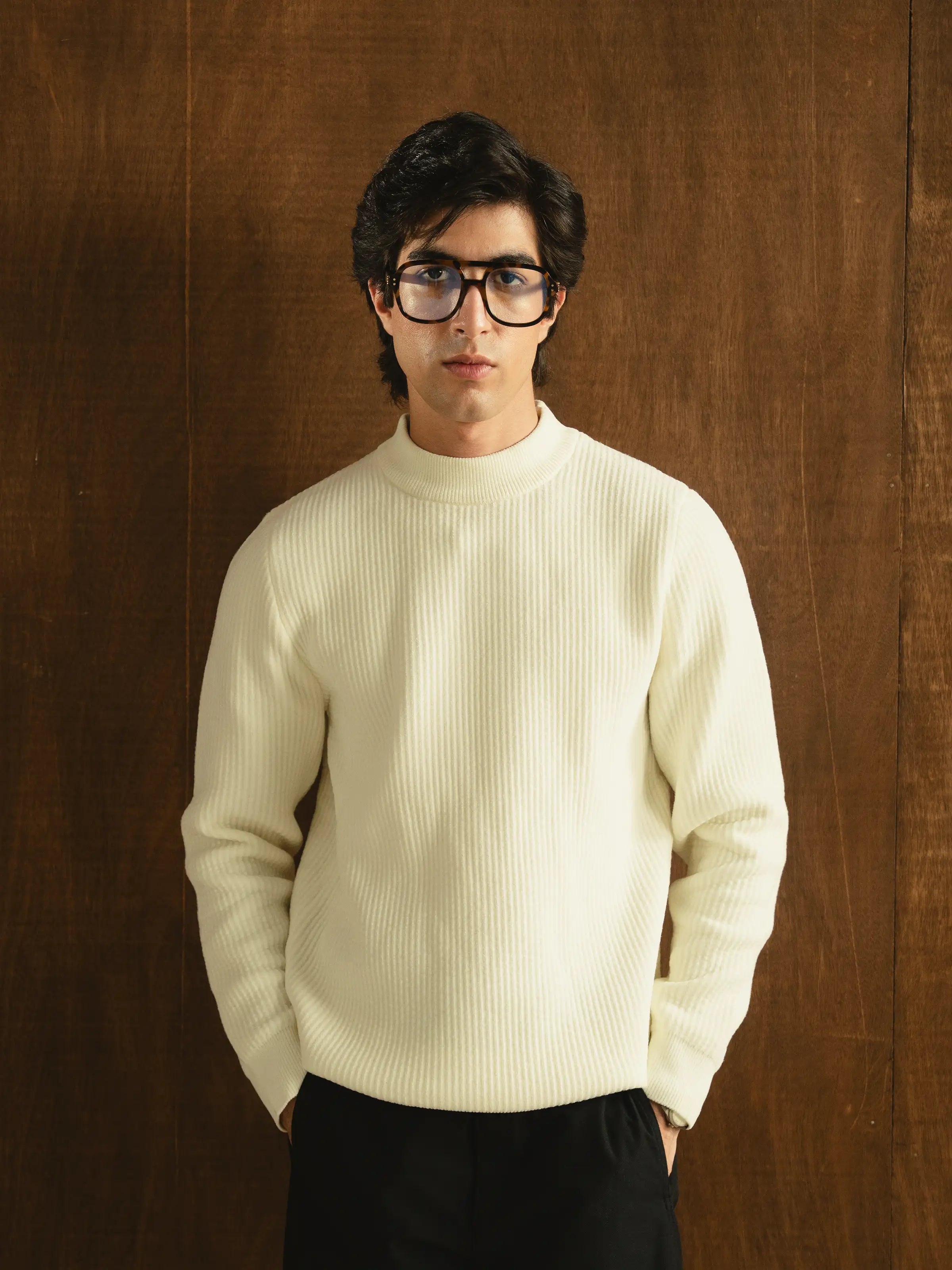 Mock Neck Tencel Sweater - FMTSWT5-035