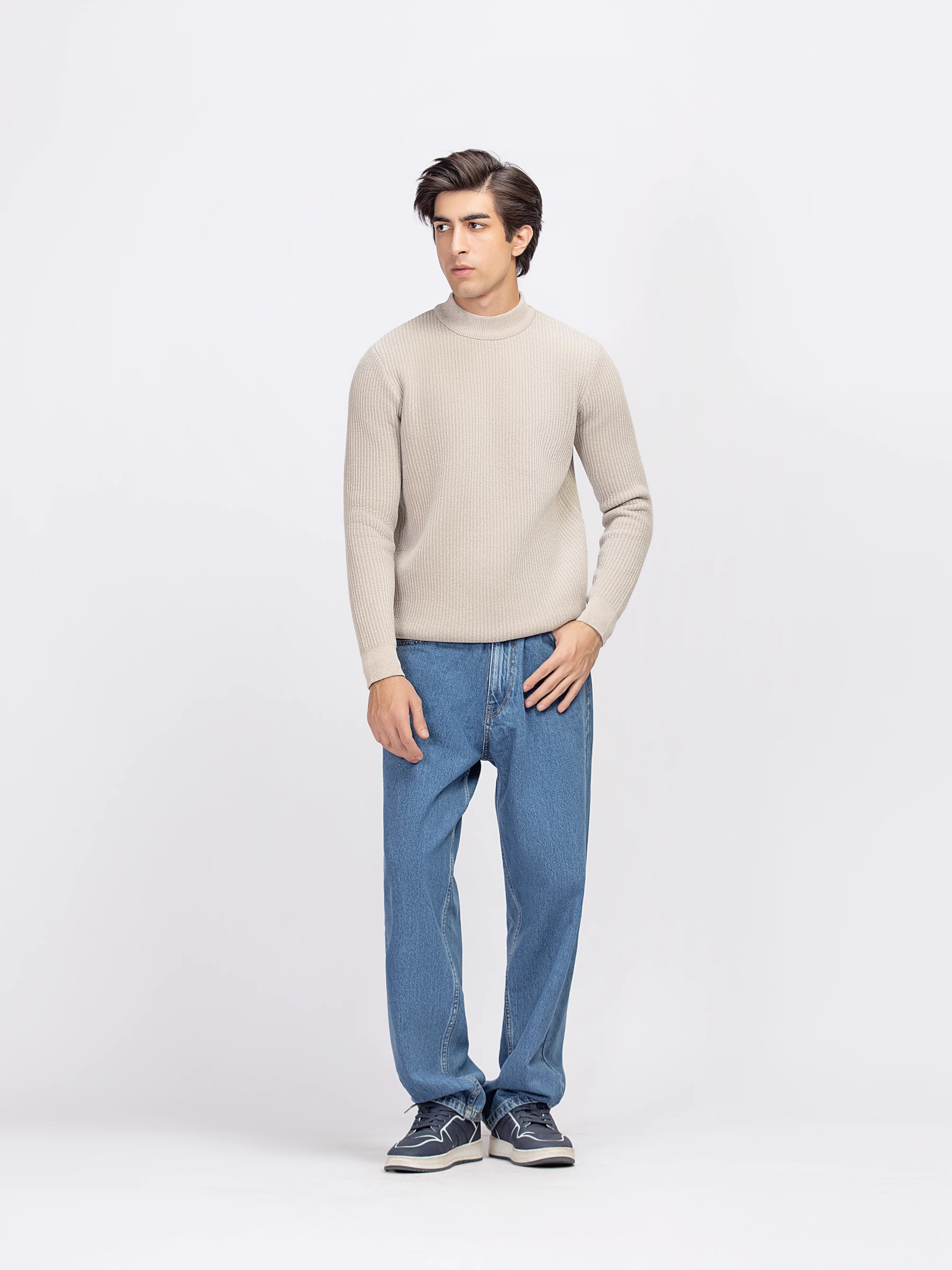 Mock Neck Tencel Sweater - FMTSWT5-036