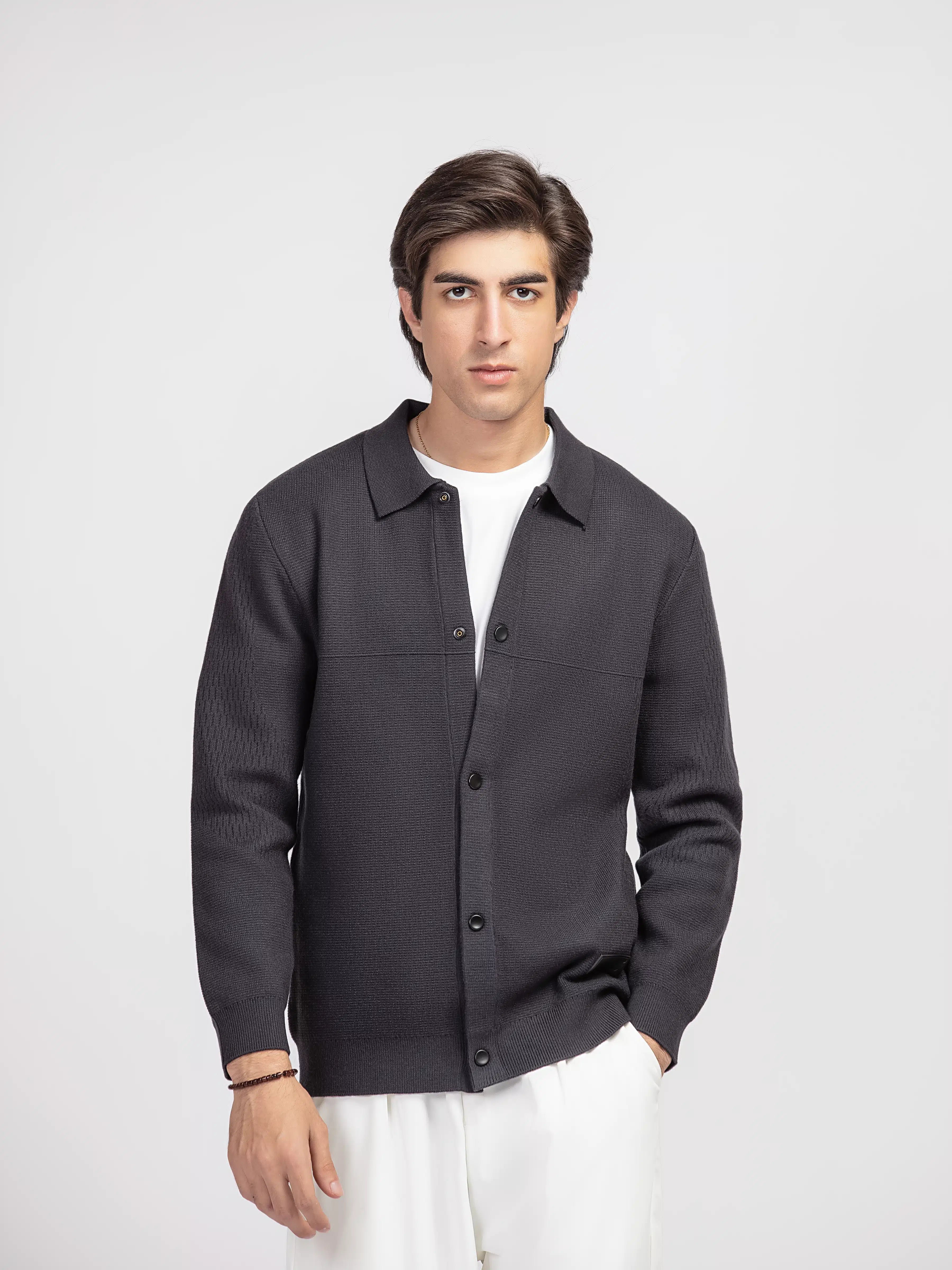 Shirt Collar Cardigan - FMTSWT5-037