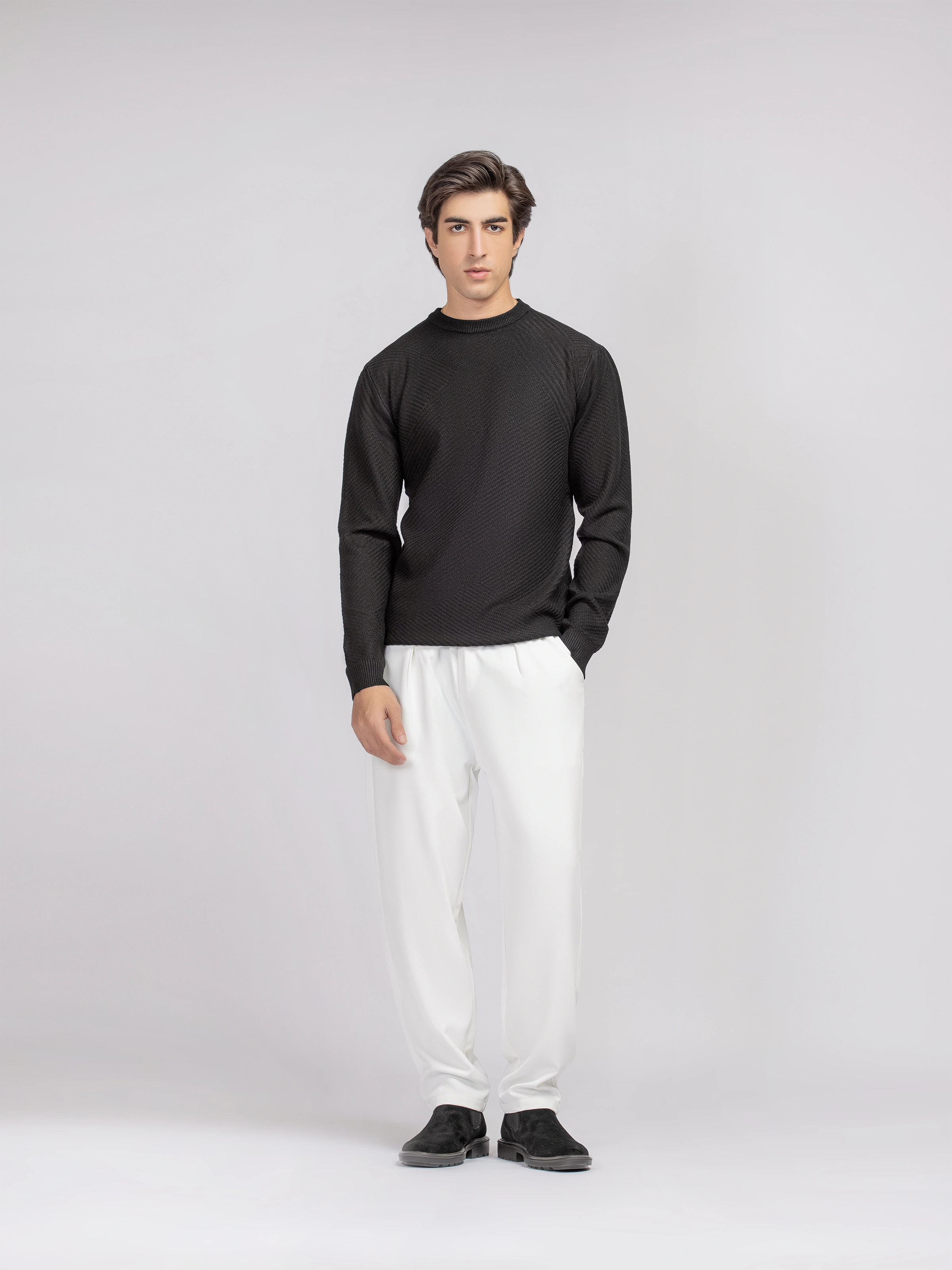 Textured Knitted Sweater - FMTSWT5-049