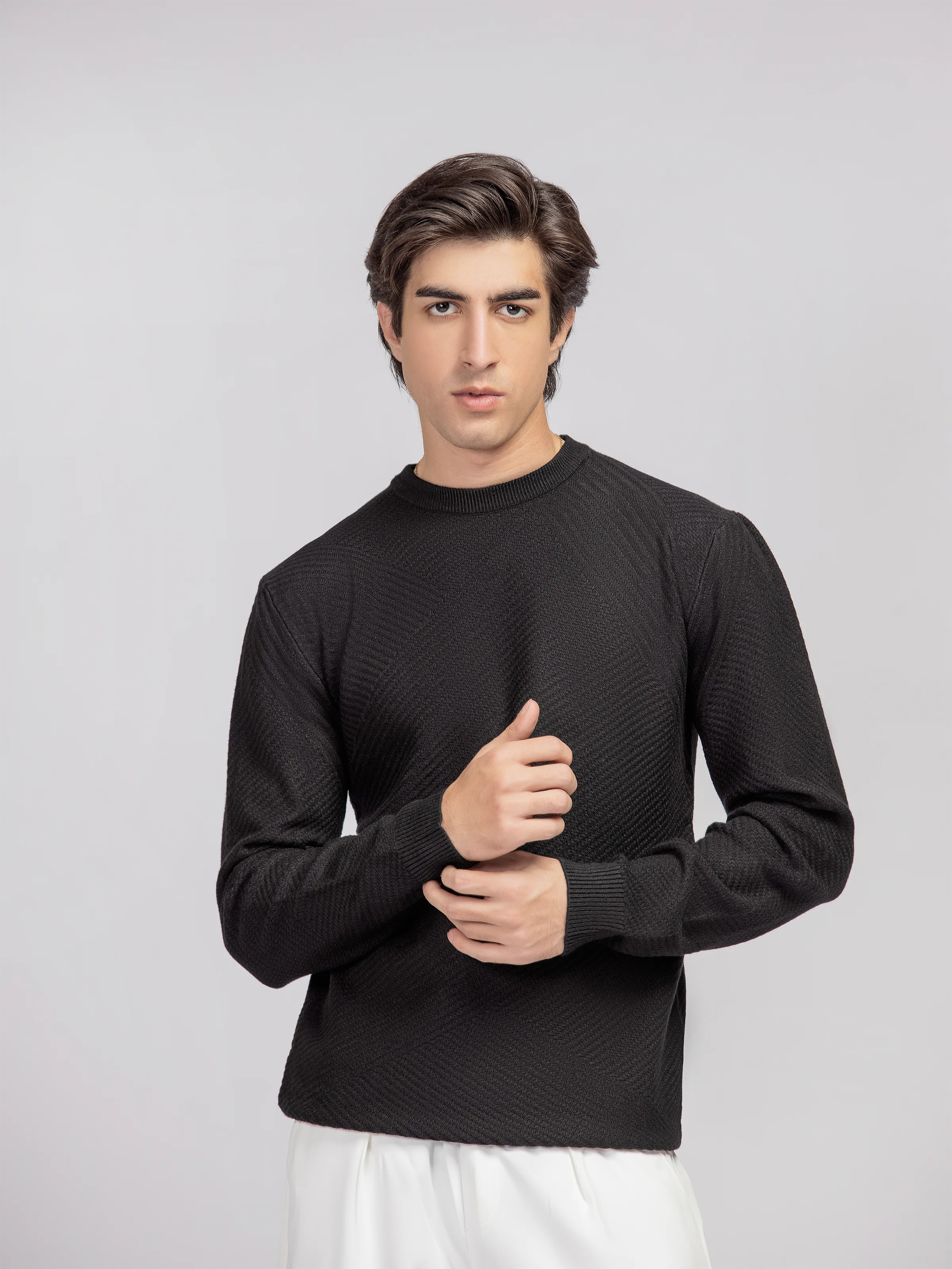 Textured Knitted Sweater - FMTSWT5-049