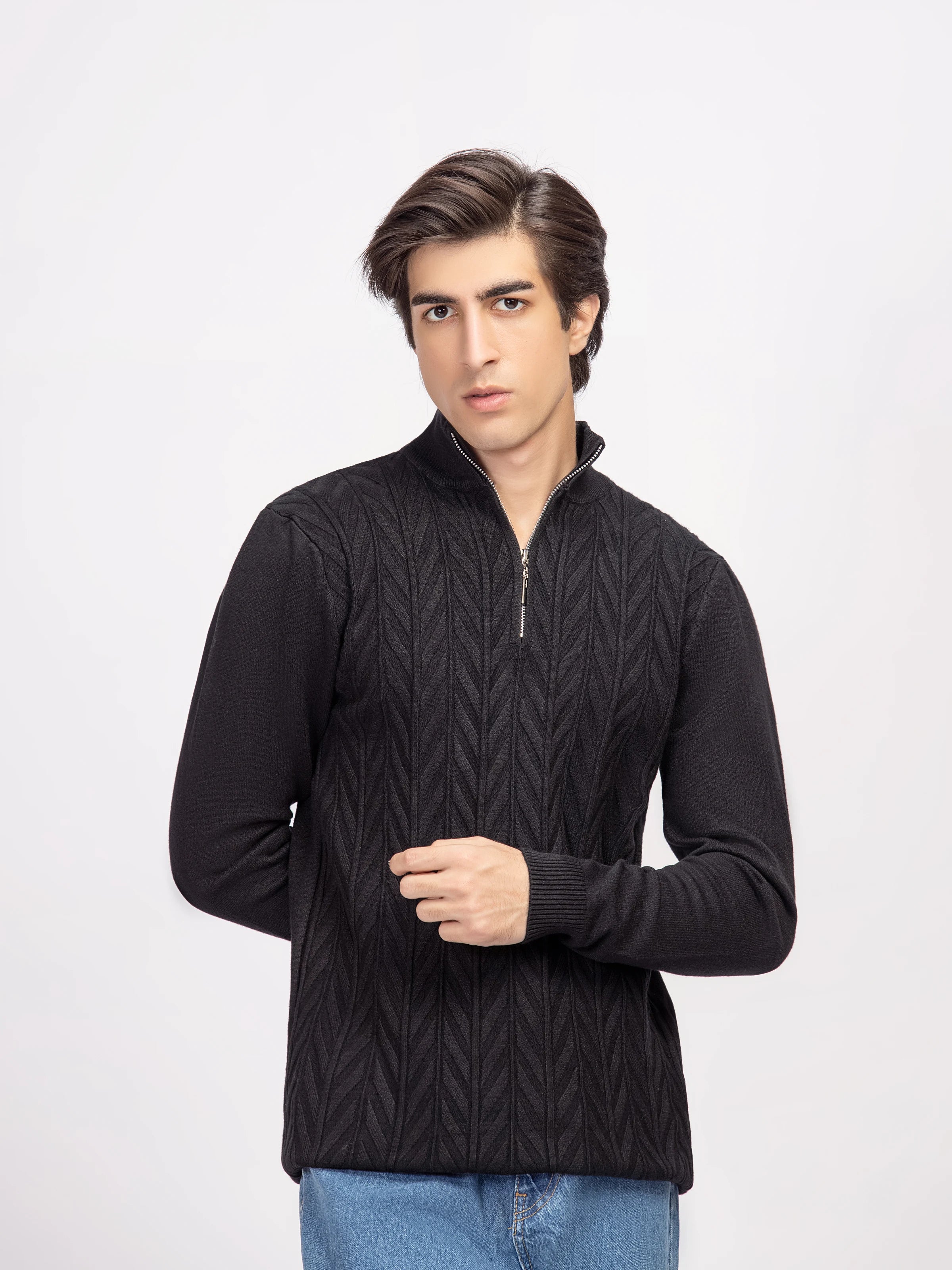 Zipper Polo Sweater - FMTSWT5-050