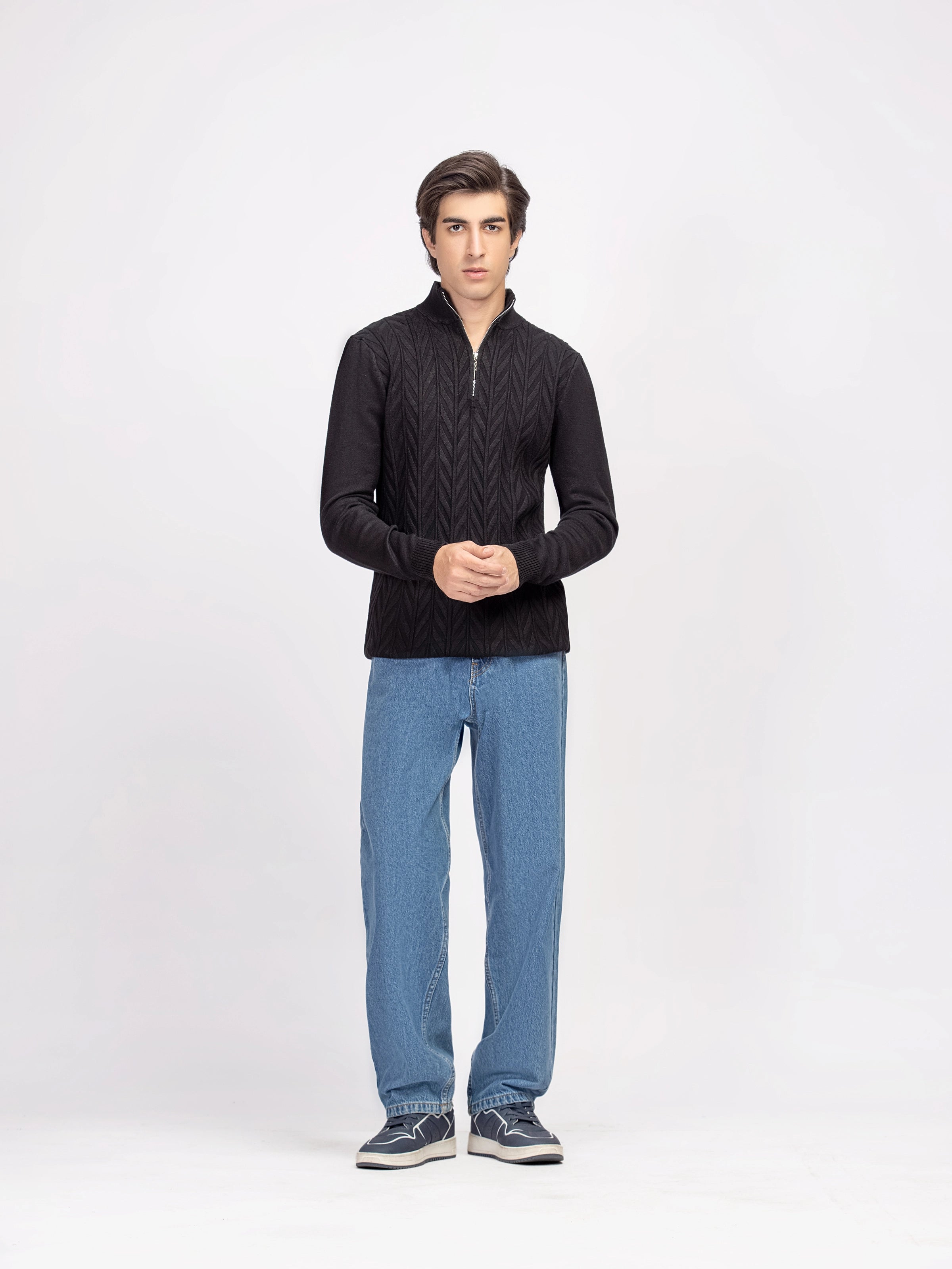 Zipper Polo Sweater - FMTSWT5-050