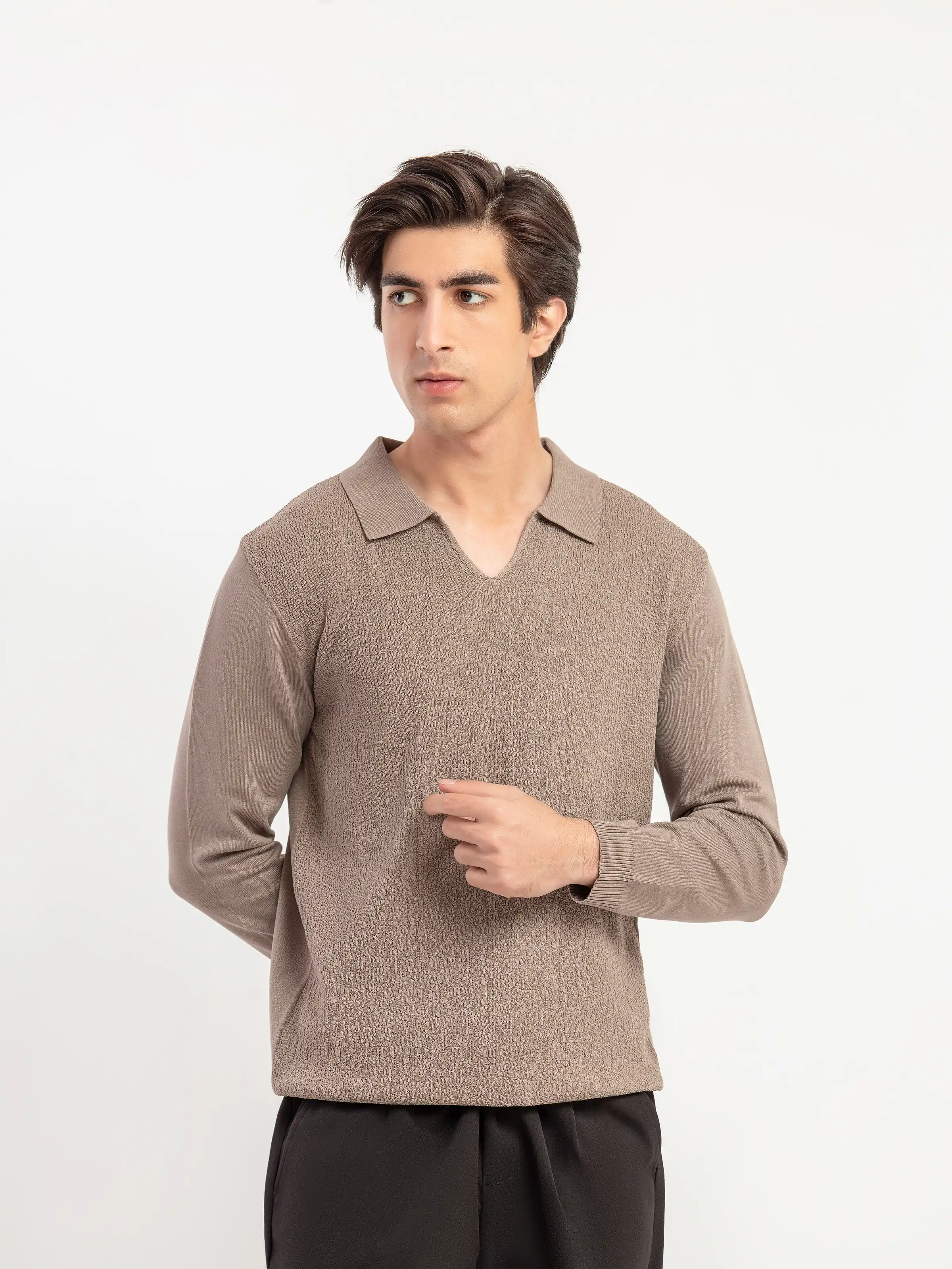 Knitted Polo Sweater - FMTSWT5-053