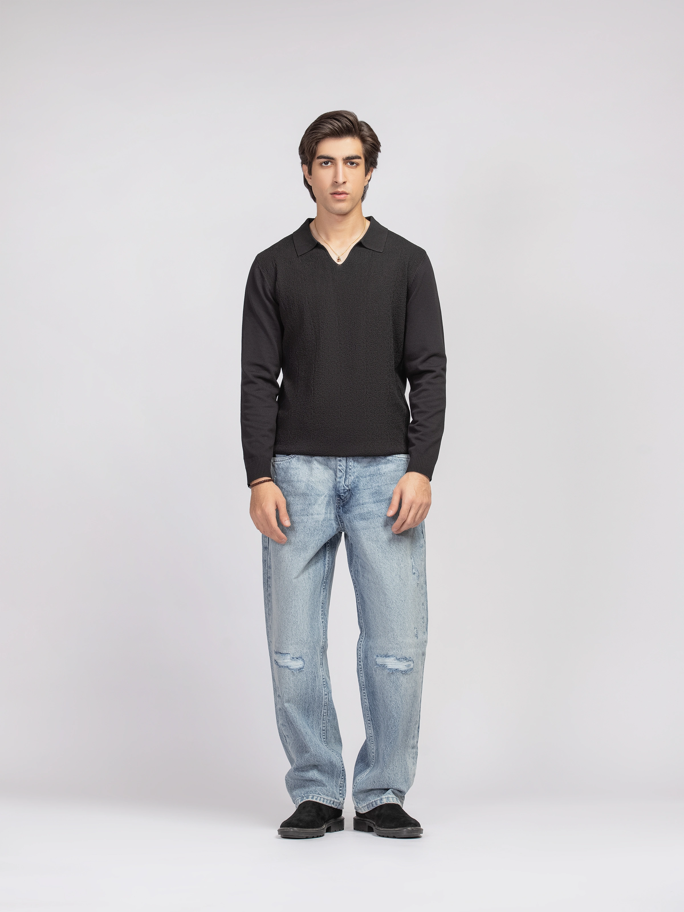 Knitted Polo Sweater - FMTSWT5-054