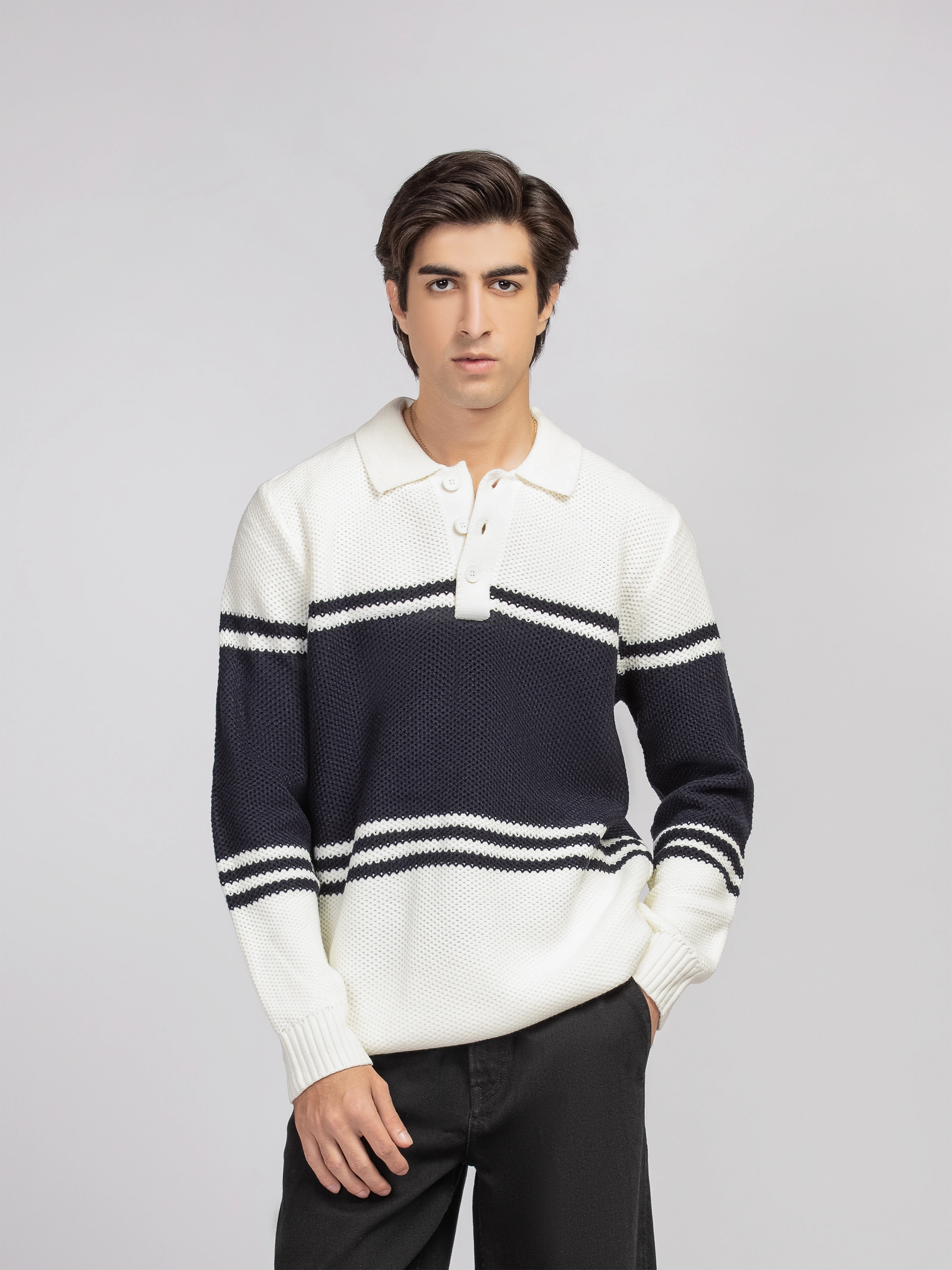 Striped Knitted Sweater - FMTSWT5-058