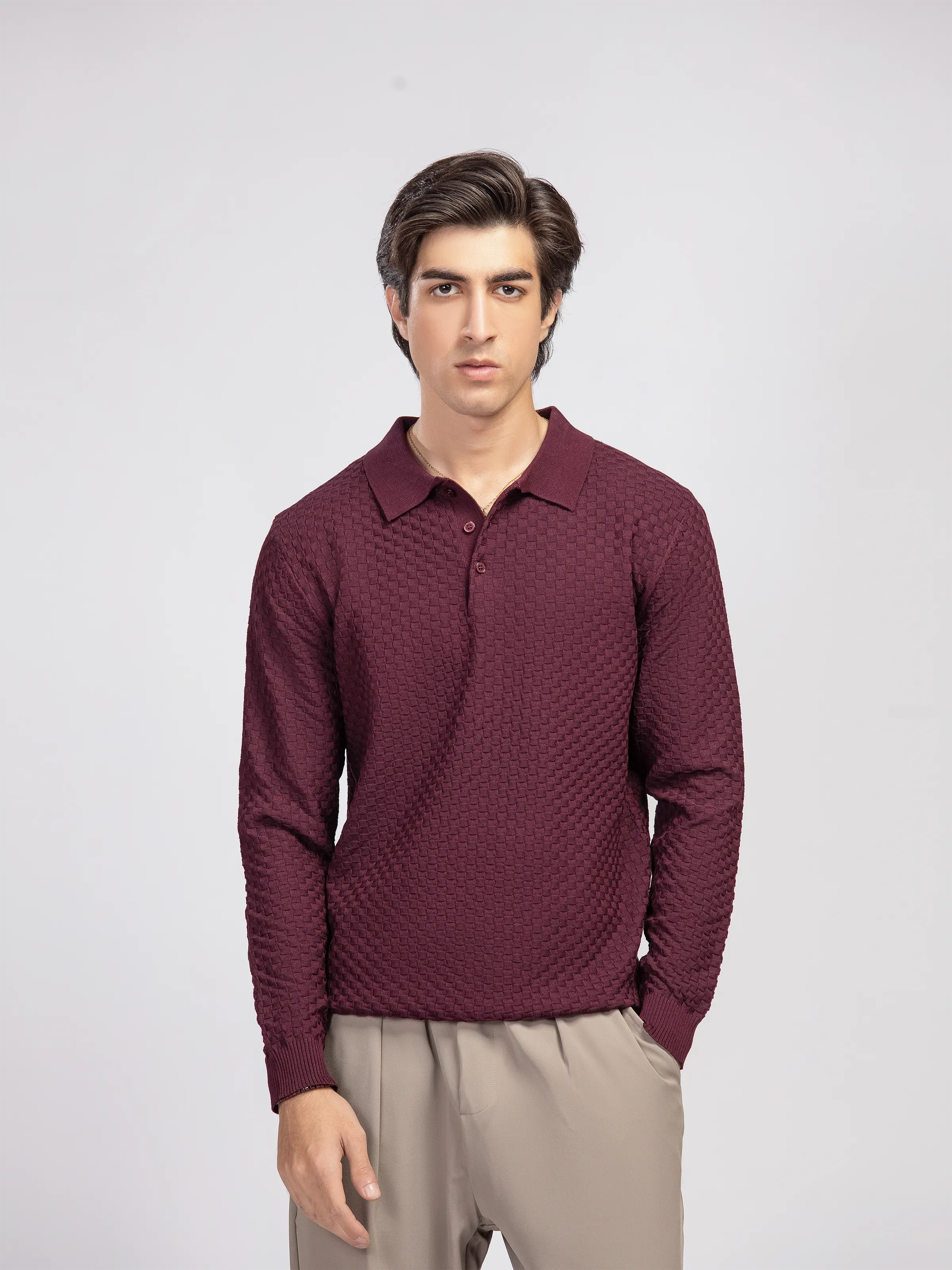 Basketweave Knitted Sweater - FMTSWT5-061