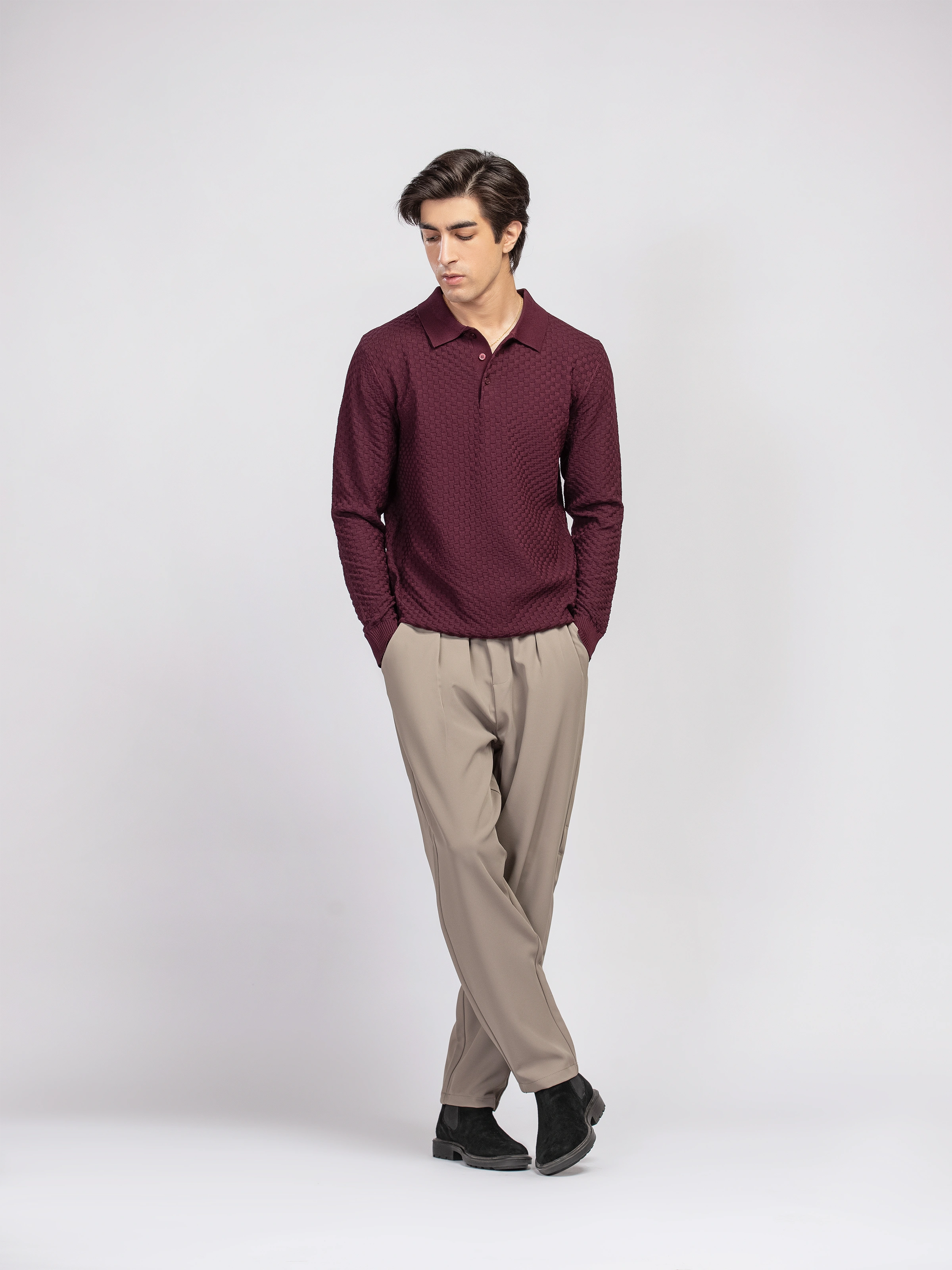 Basketweave Knitted Sweater - FMTSWT5-061