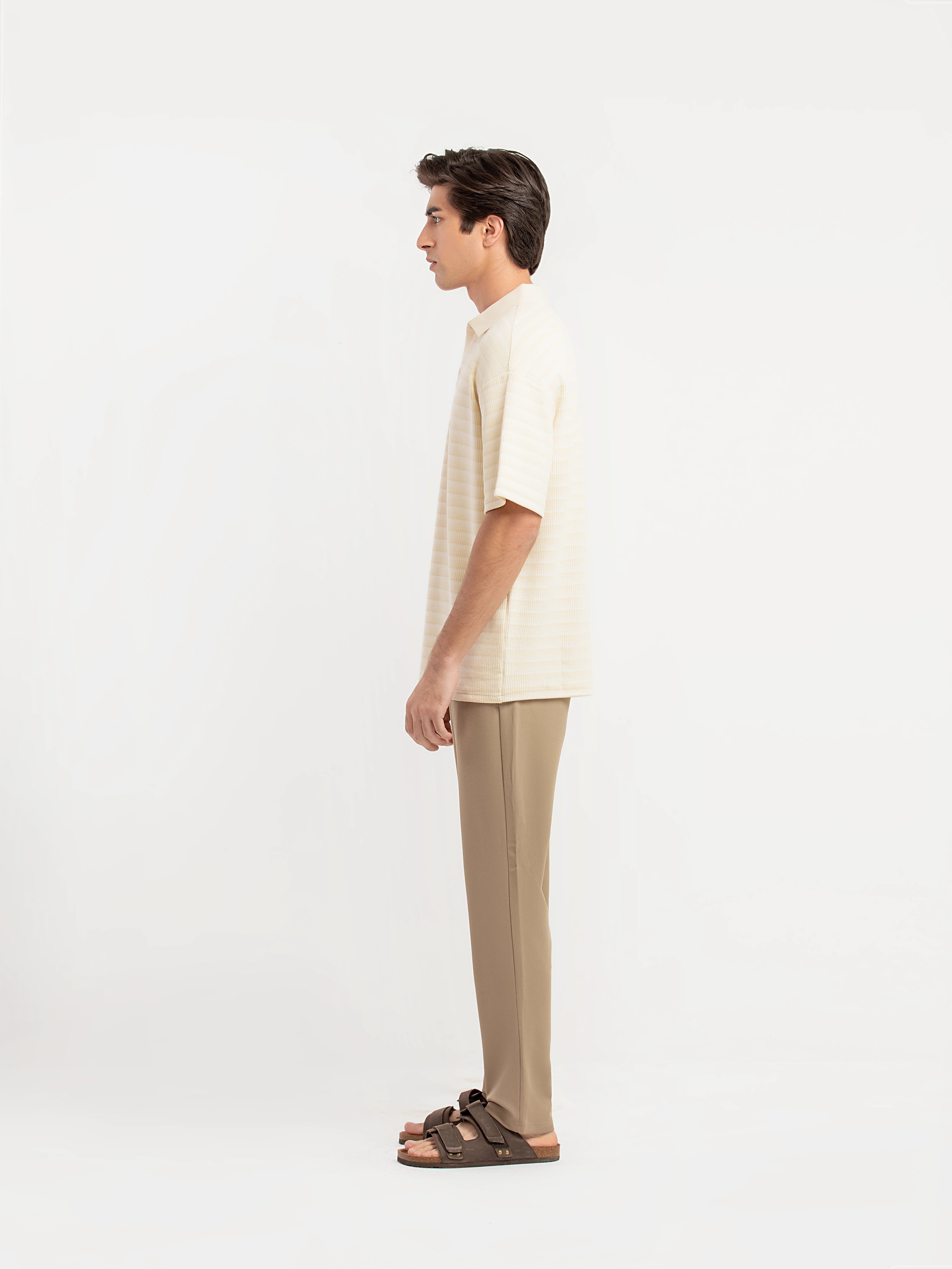 Striped Johnny Collar Sweater - FMTSWT5-064