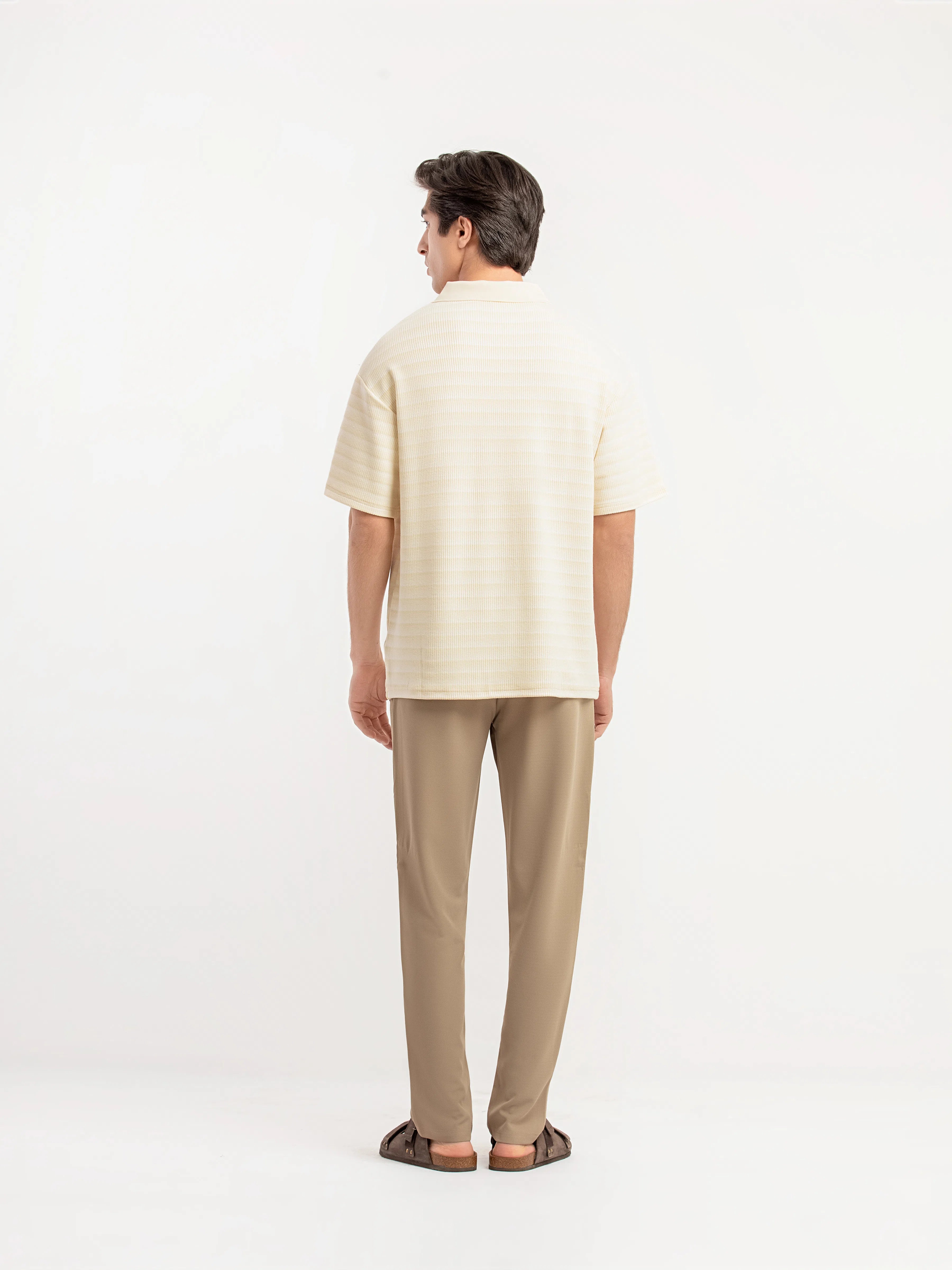 Striped Johnny Collar Sweater - FMTSWT5-064