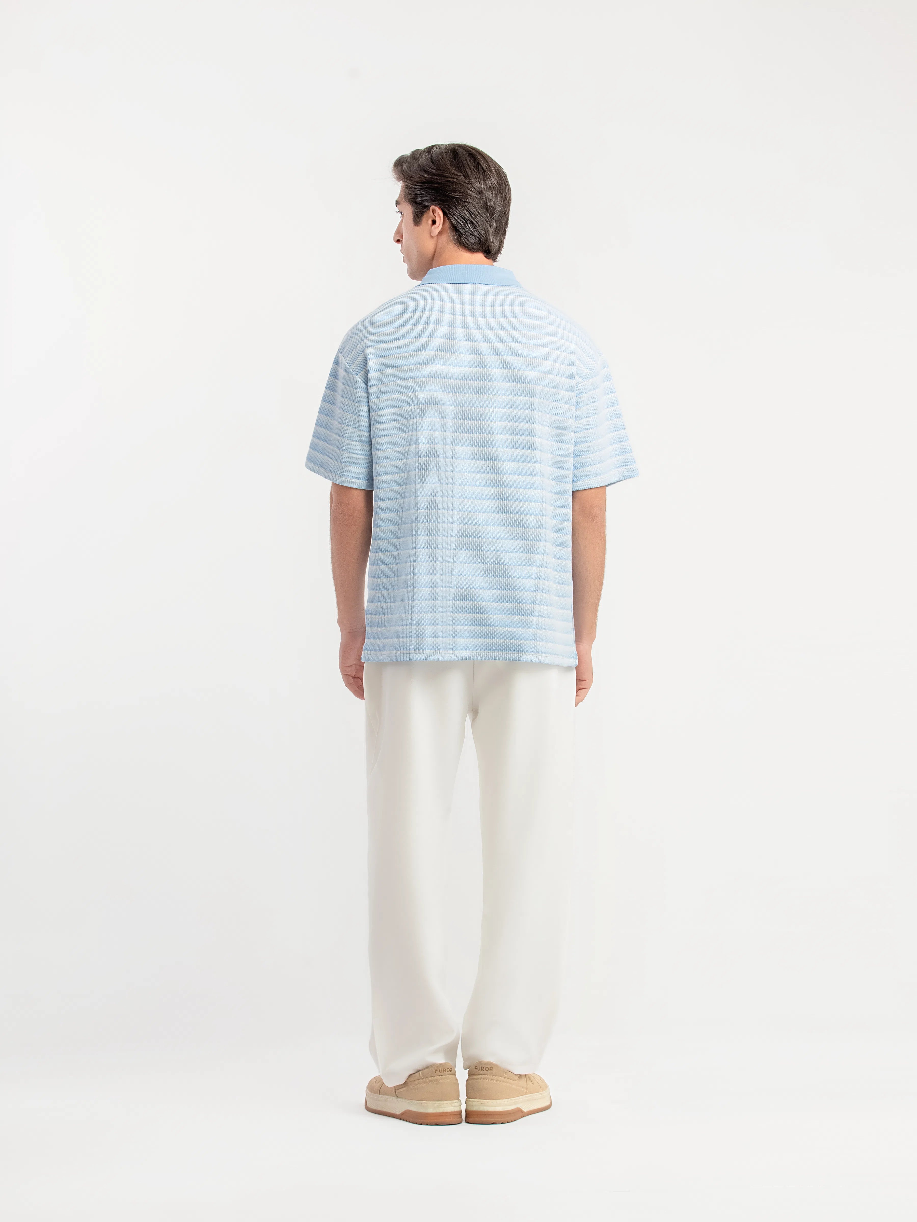 Striped Johnny Collar Sweater - FMTSWT5-065