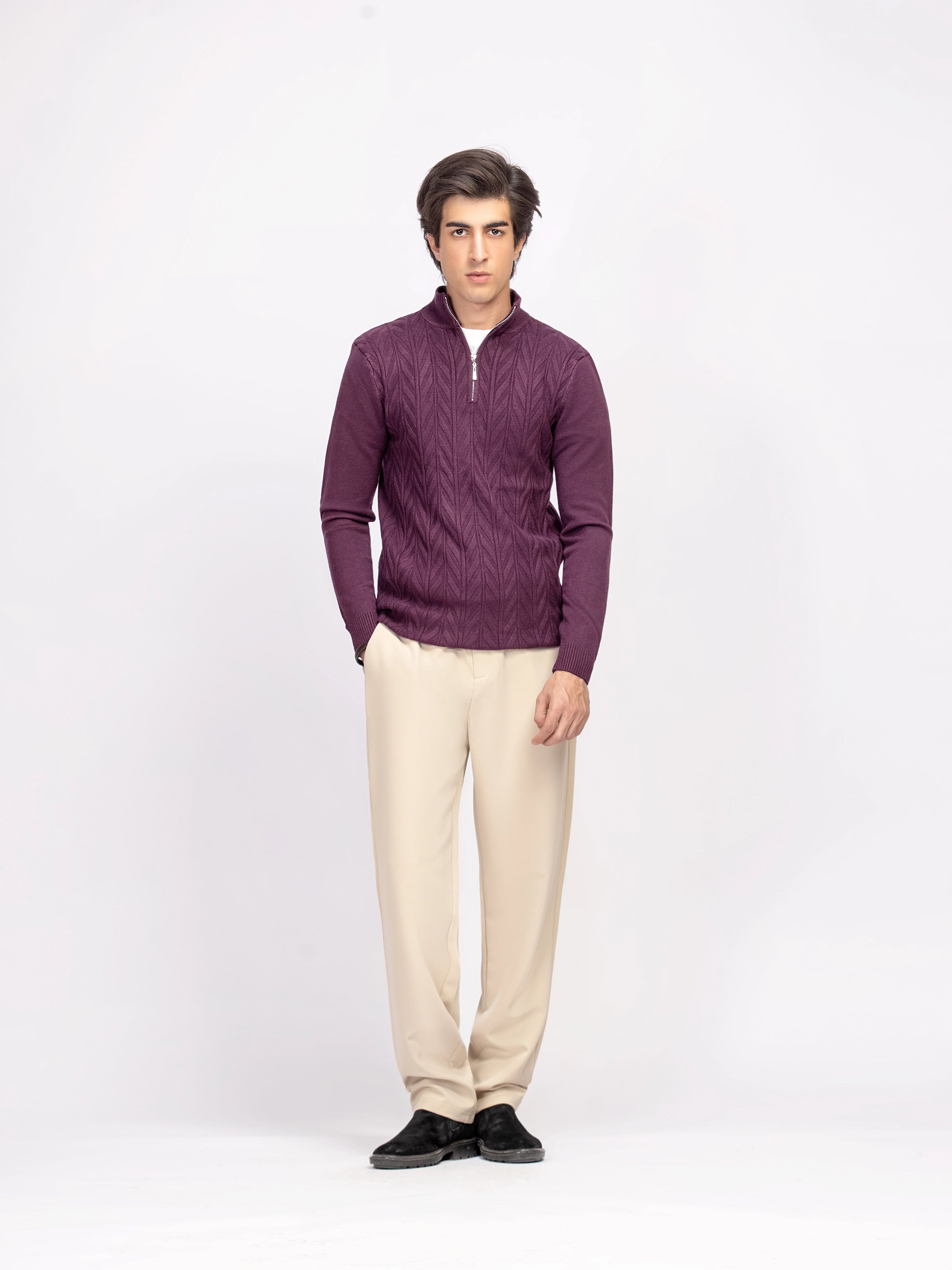 Zipper Polo Sweater - FMTSWT5-068