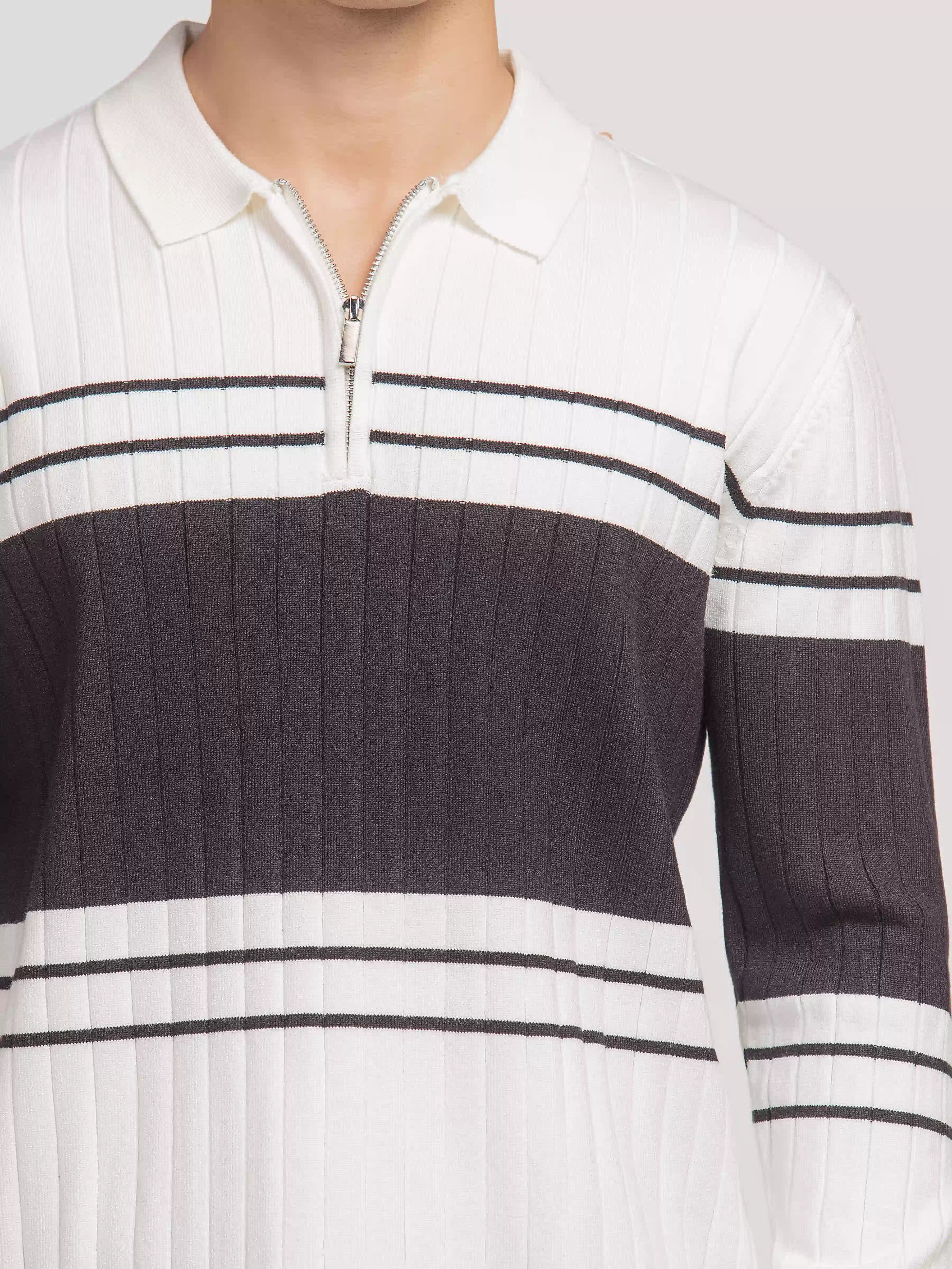Striped Knitted Sweater Polo - FMTSWT5-074