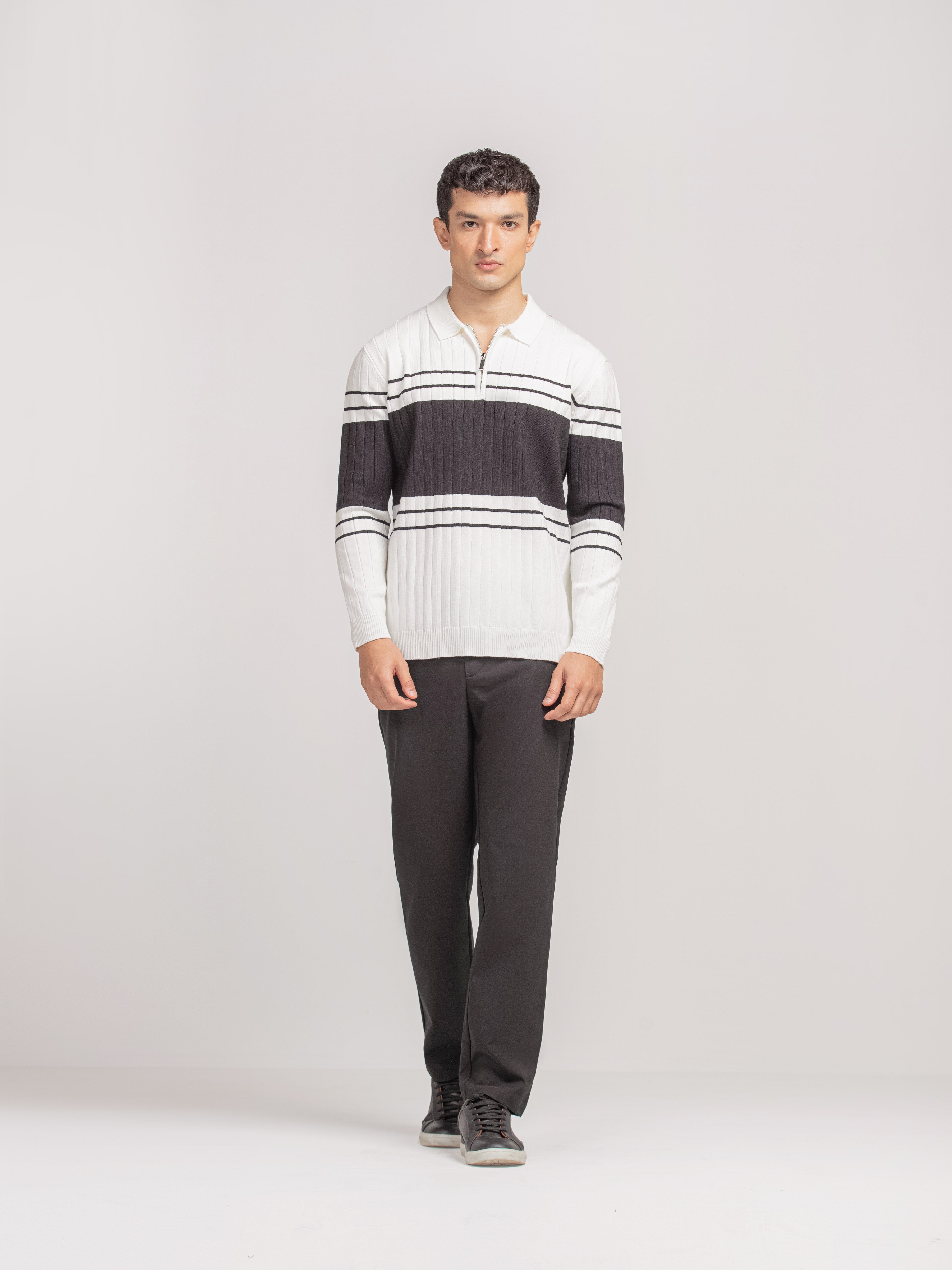 Striped Knitted Sweater Polo - FMTSWT5-074