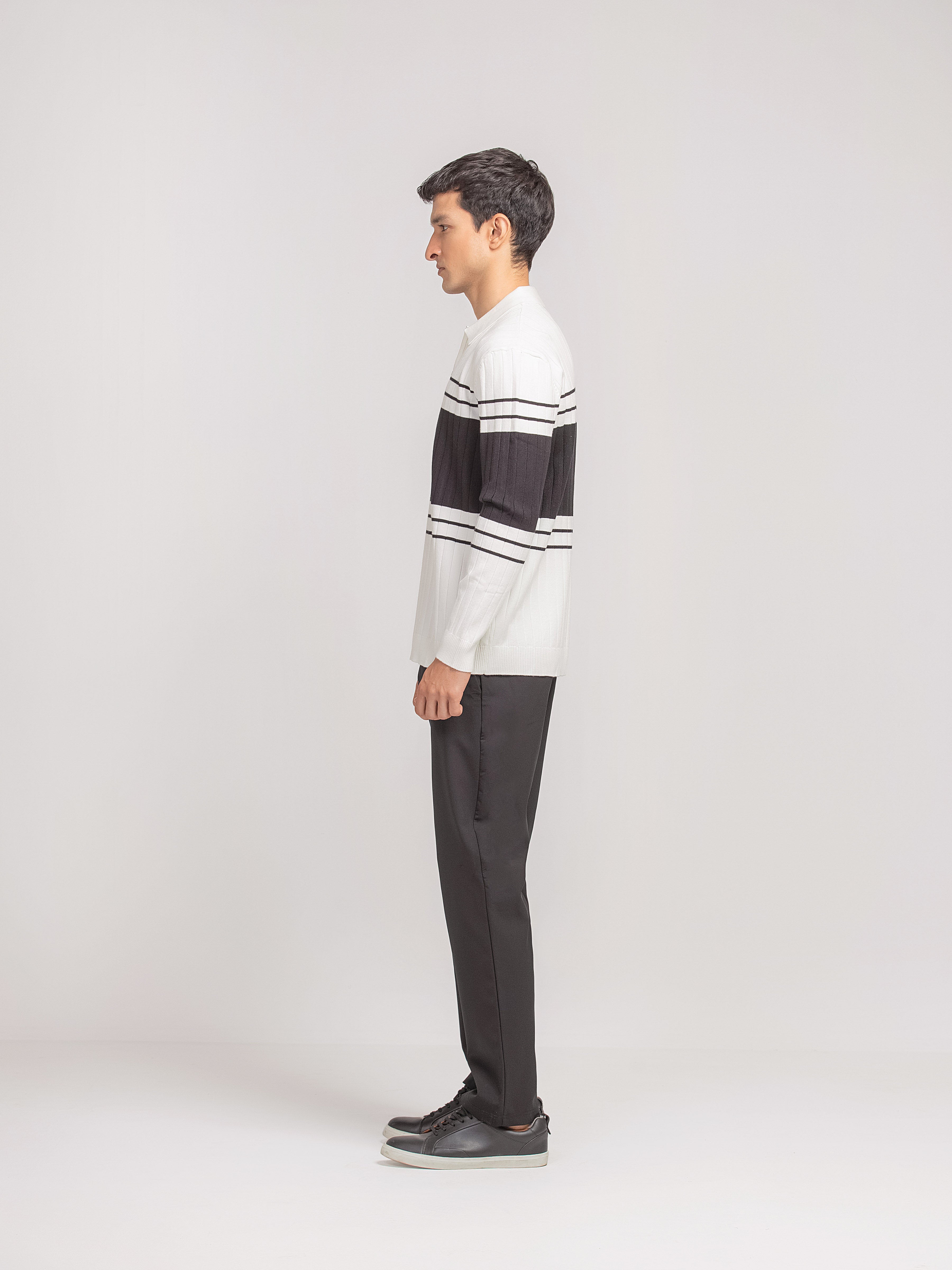 Striped Knitted Sweater Polo - FMTSWT5-074