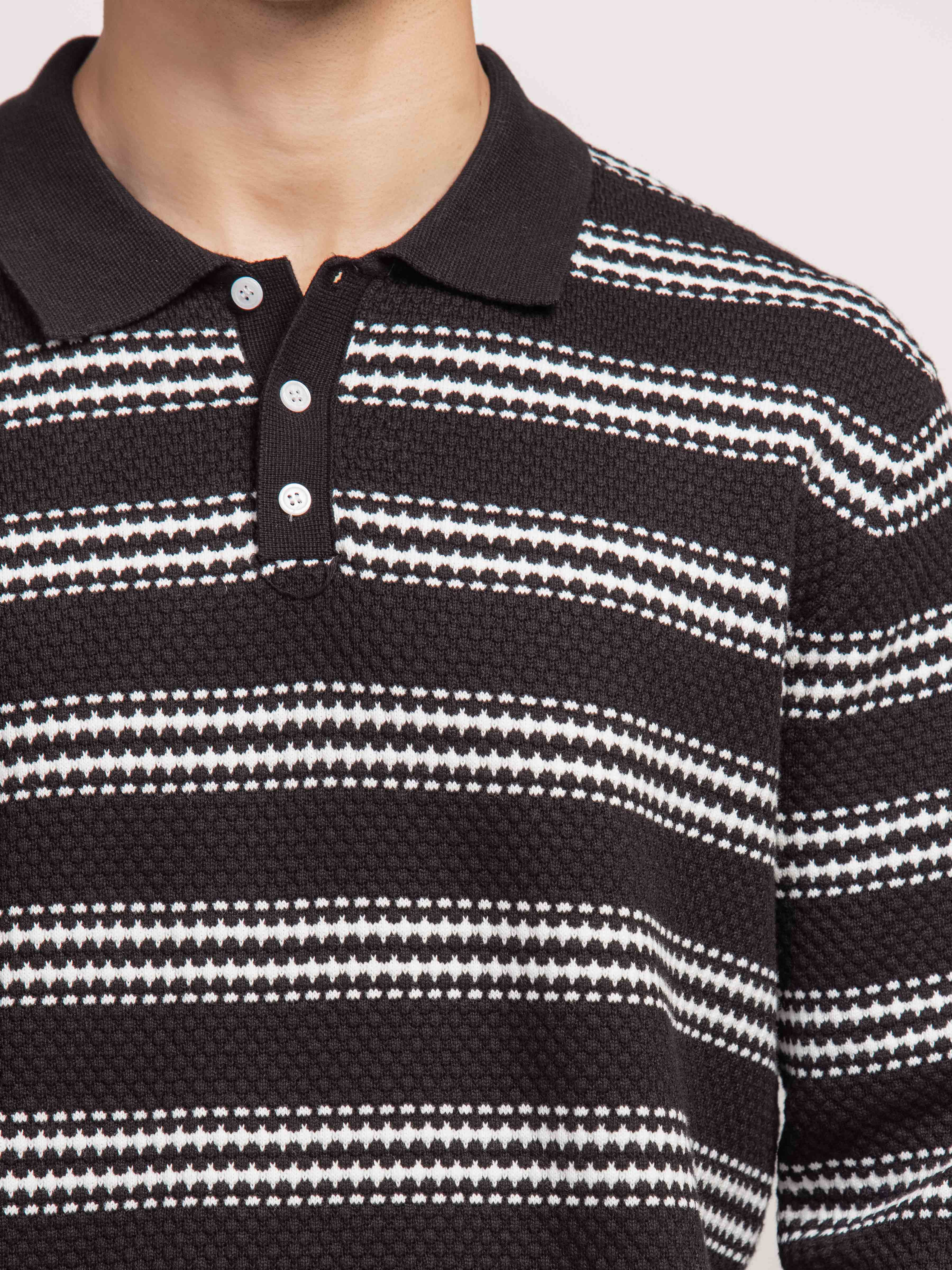 Striped Knitted Sweater Polo - FMTSWT5-075