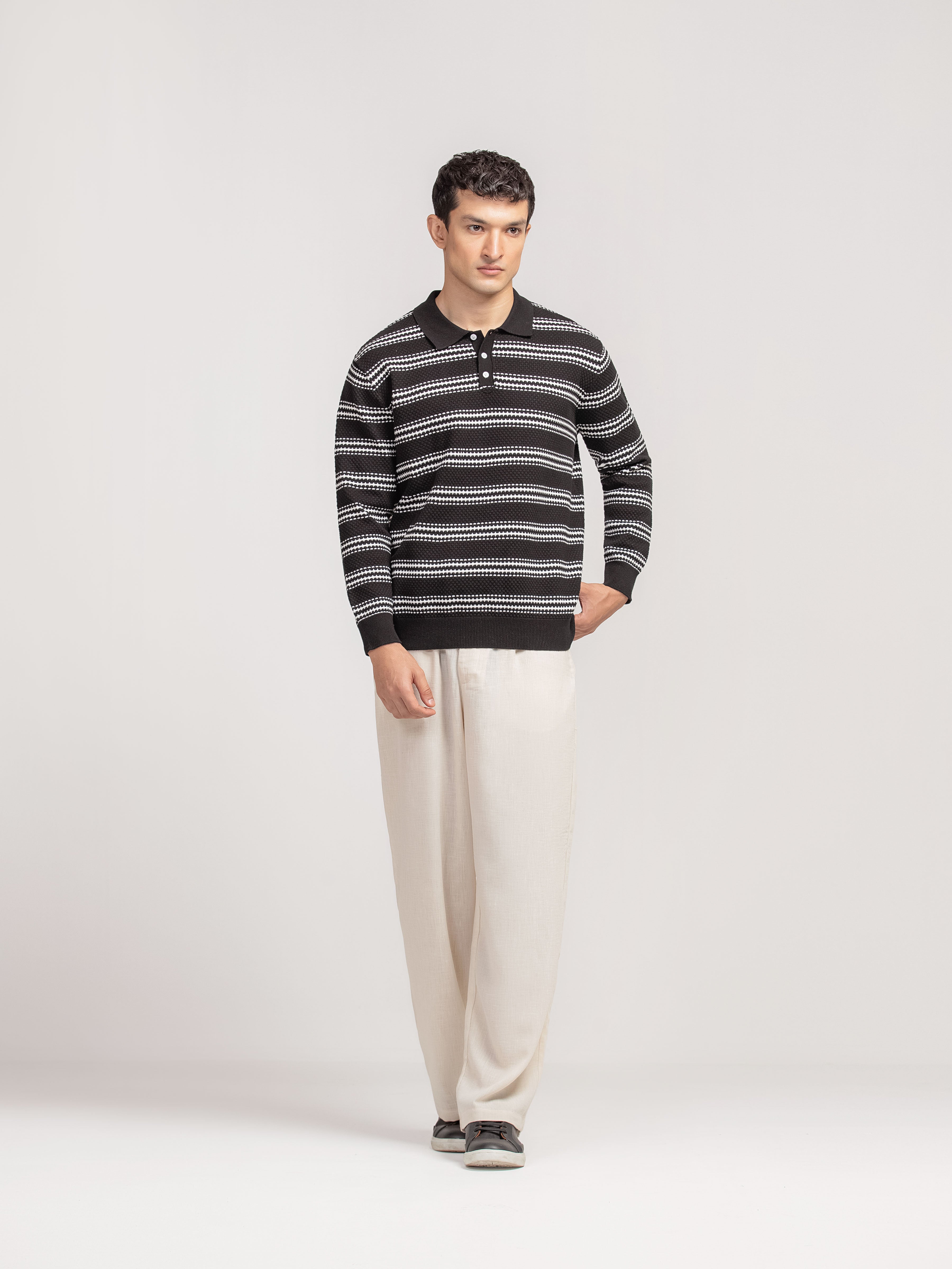 Striped Knitted Sweater Polo - FMTSWT5-075