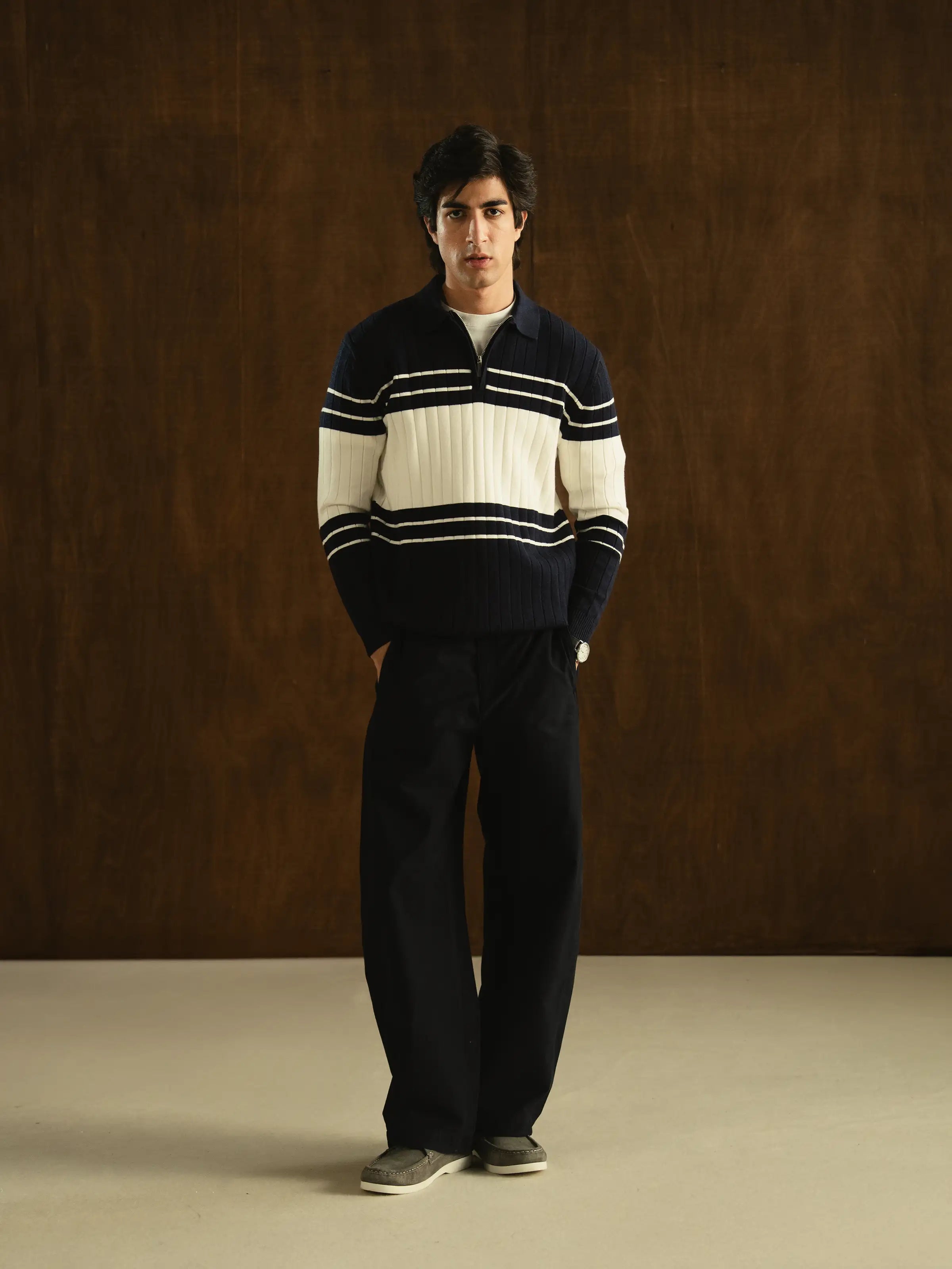 Striped Knitted Sweater Polo - FMTSWT5-076