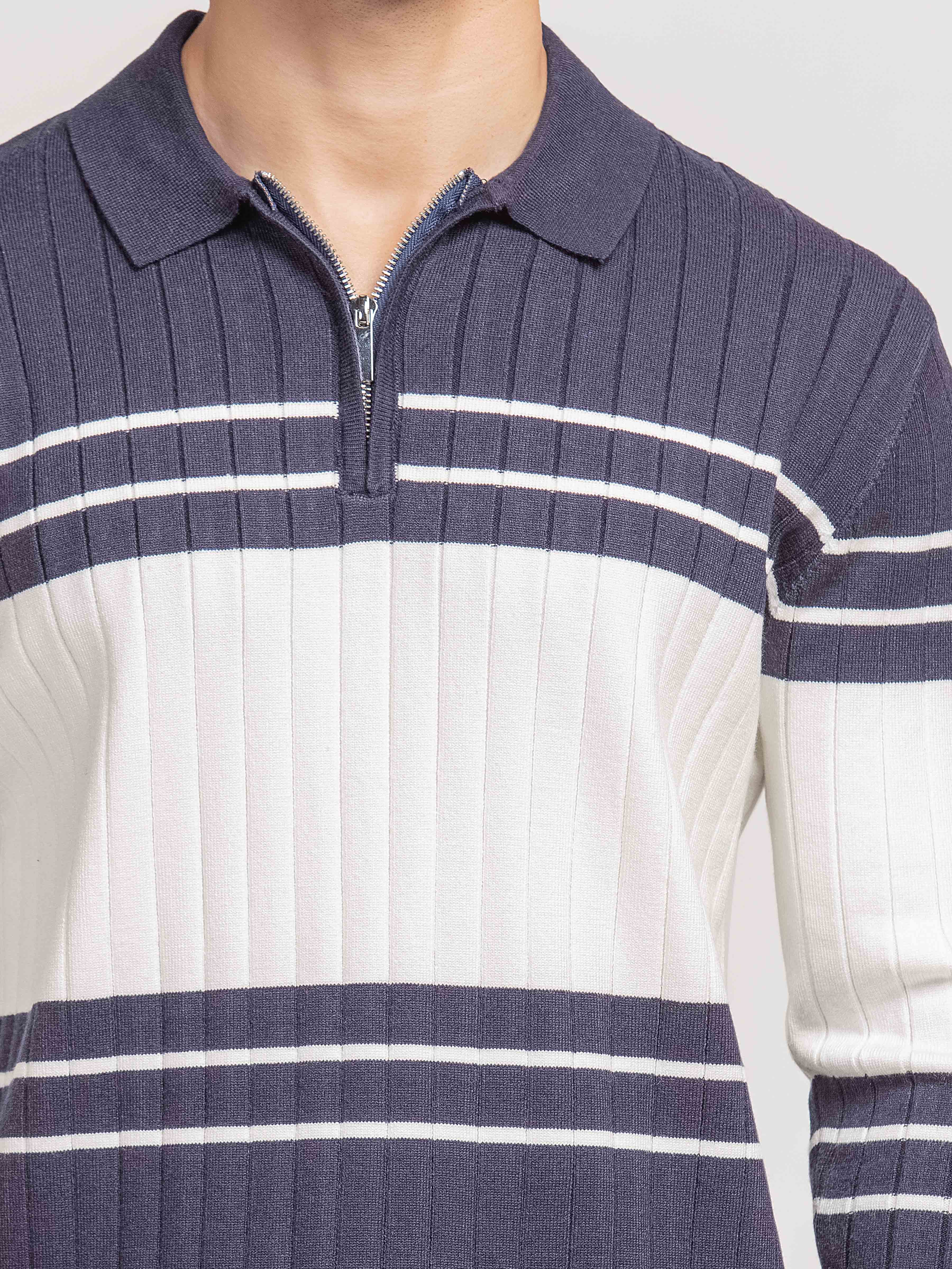 Striped Knitted Sweater Polo - FMTSWT5-076