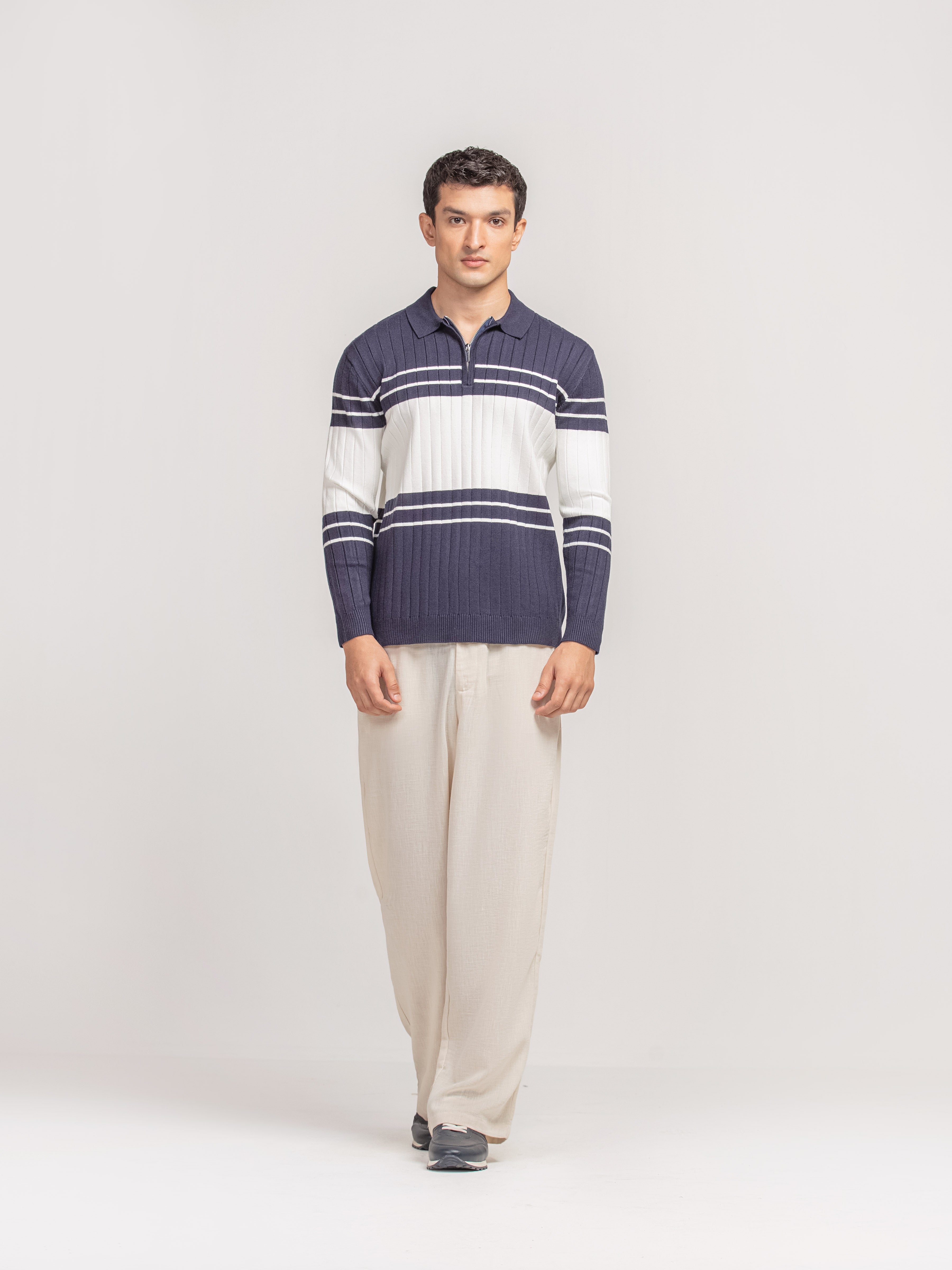Striped Knitted Sweater Polo - FMTSWT5-076