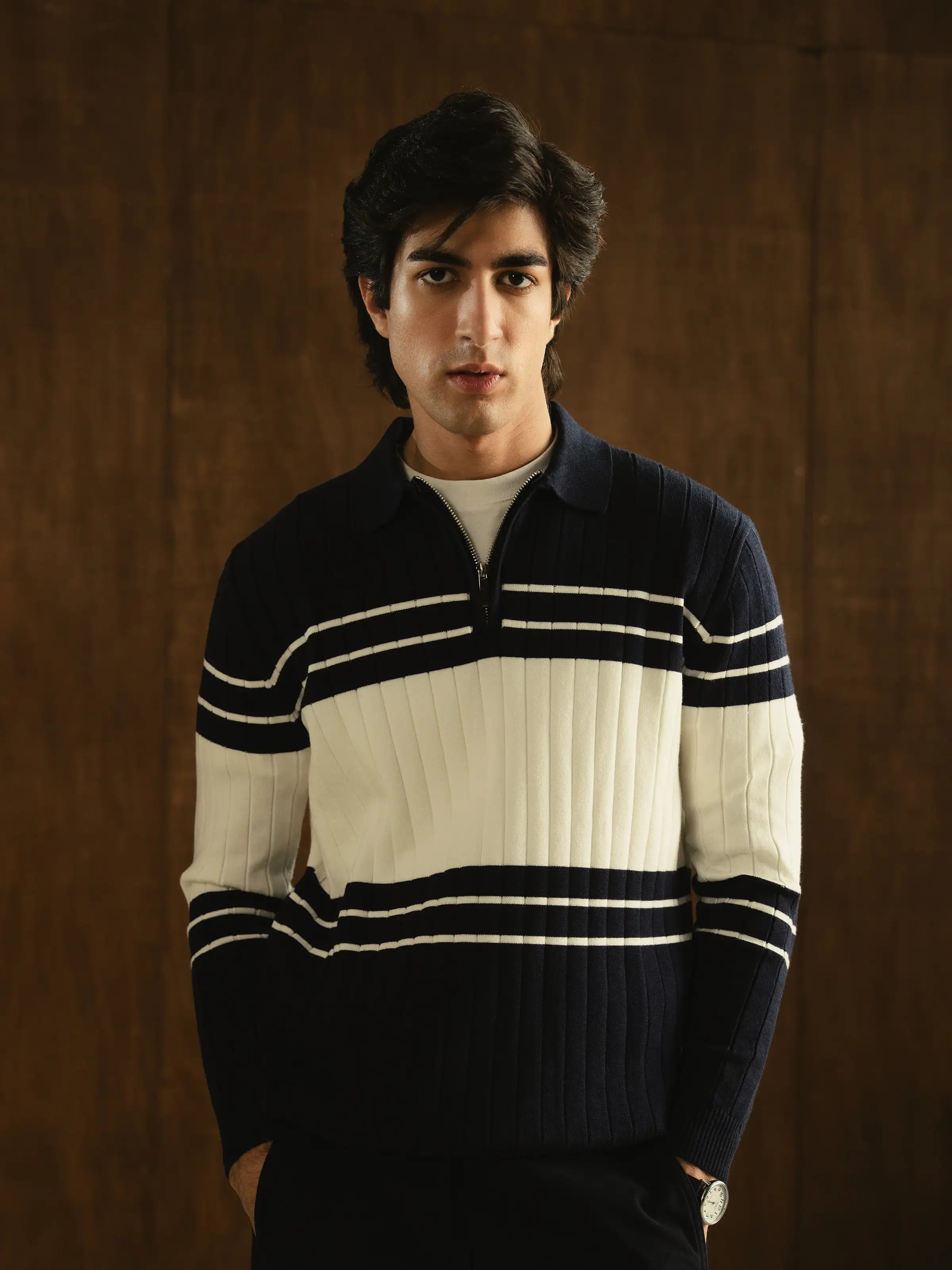 Striped Knitted Sweater Polo - FMTSWT5-076