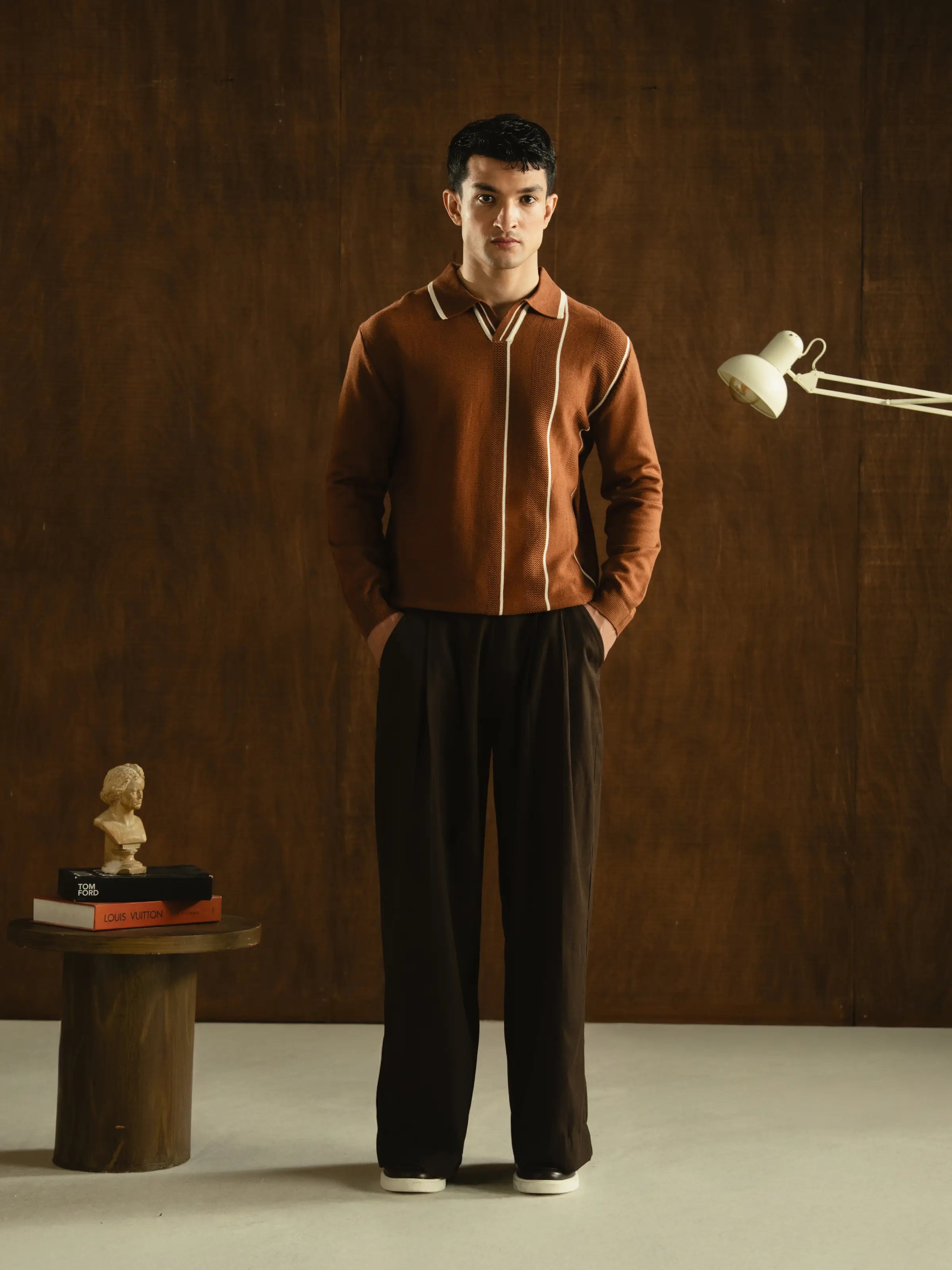 Knitted Johnny Collar Sweater - FMTSWT5-083