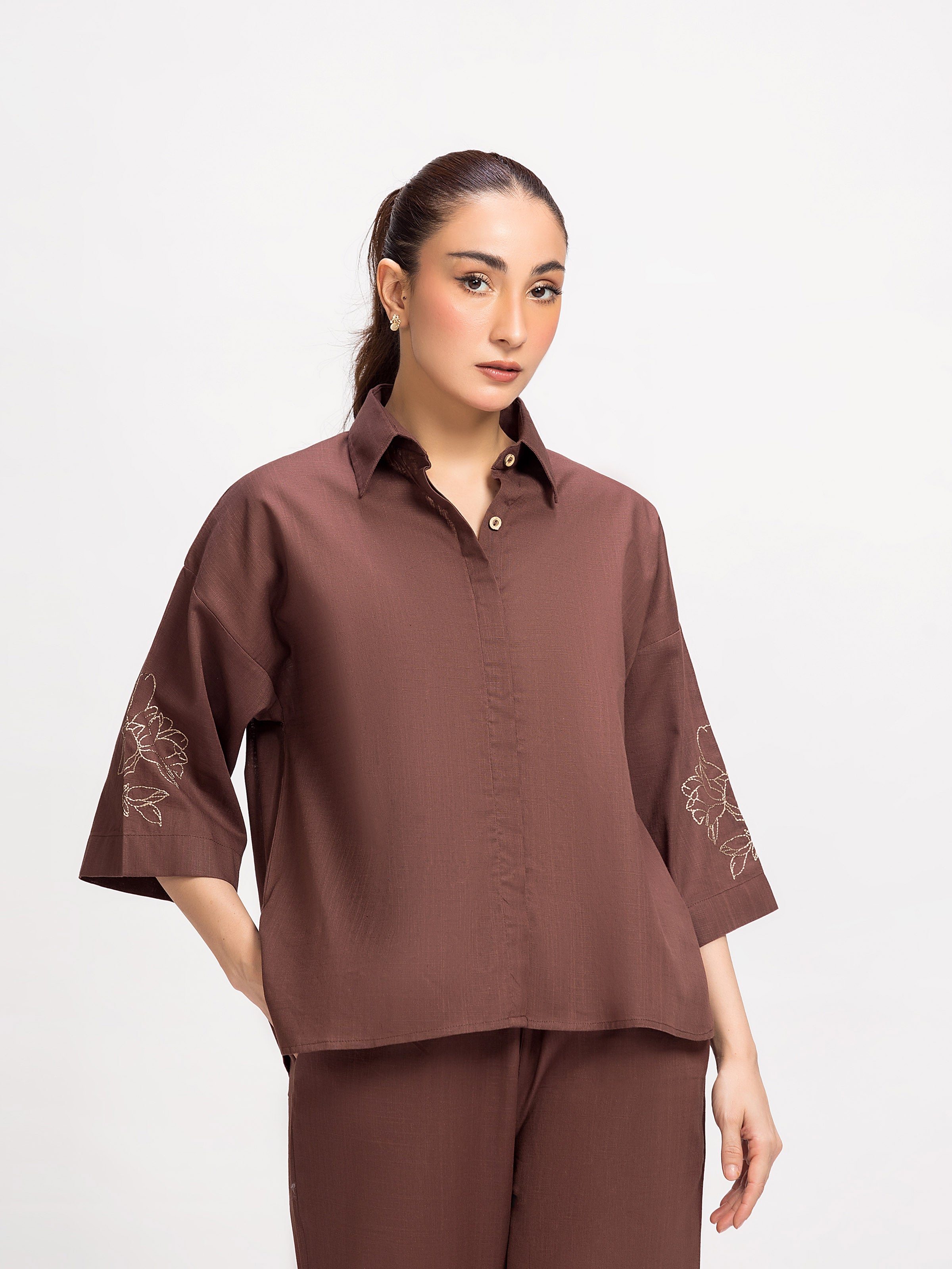 Relaxed Fit Embroidered Co-ord Set - FWTCS24-030