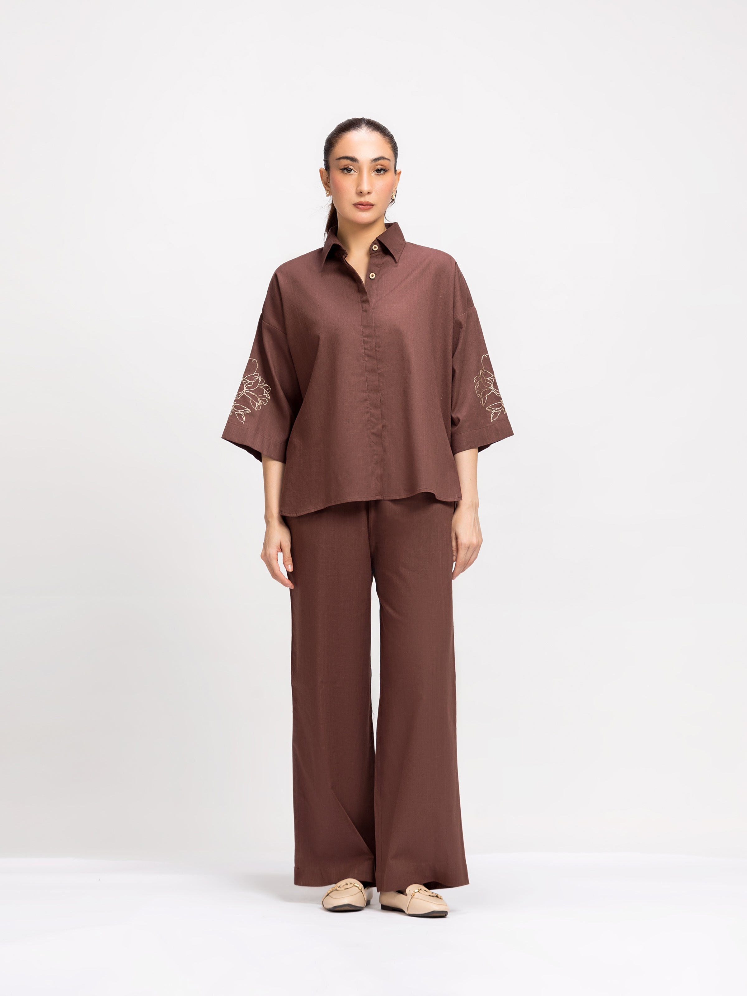 Relaxed Fit Embroidered Co-ord Set - FWTCS24-030