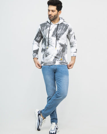 Men's White Grey Hoodie - FMTH21-025