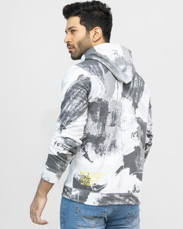 Men's White Grey Hoodie - FMTH21-025